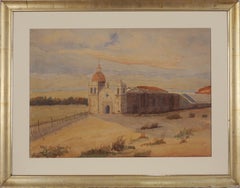 Aquarell der Mission Carmel, Kalifornien, frühes 20. Jahrhundert.