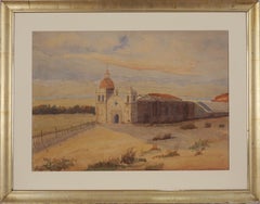 Early 20th Century Mission Carmel, California Watercolor. 