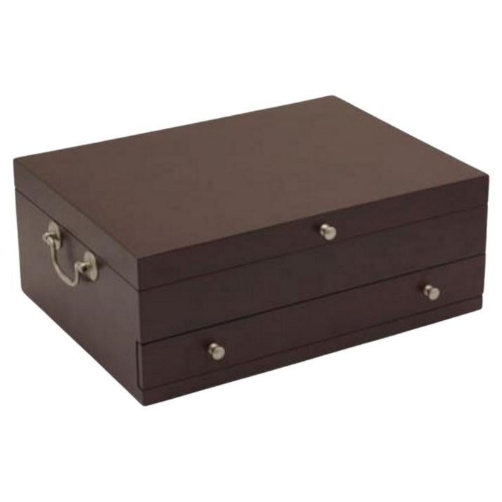 Wallace Dark Walnut Flatware Chest, Silverware Storage, Brand New For