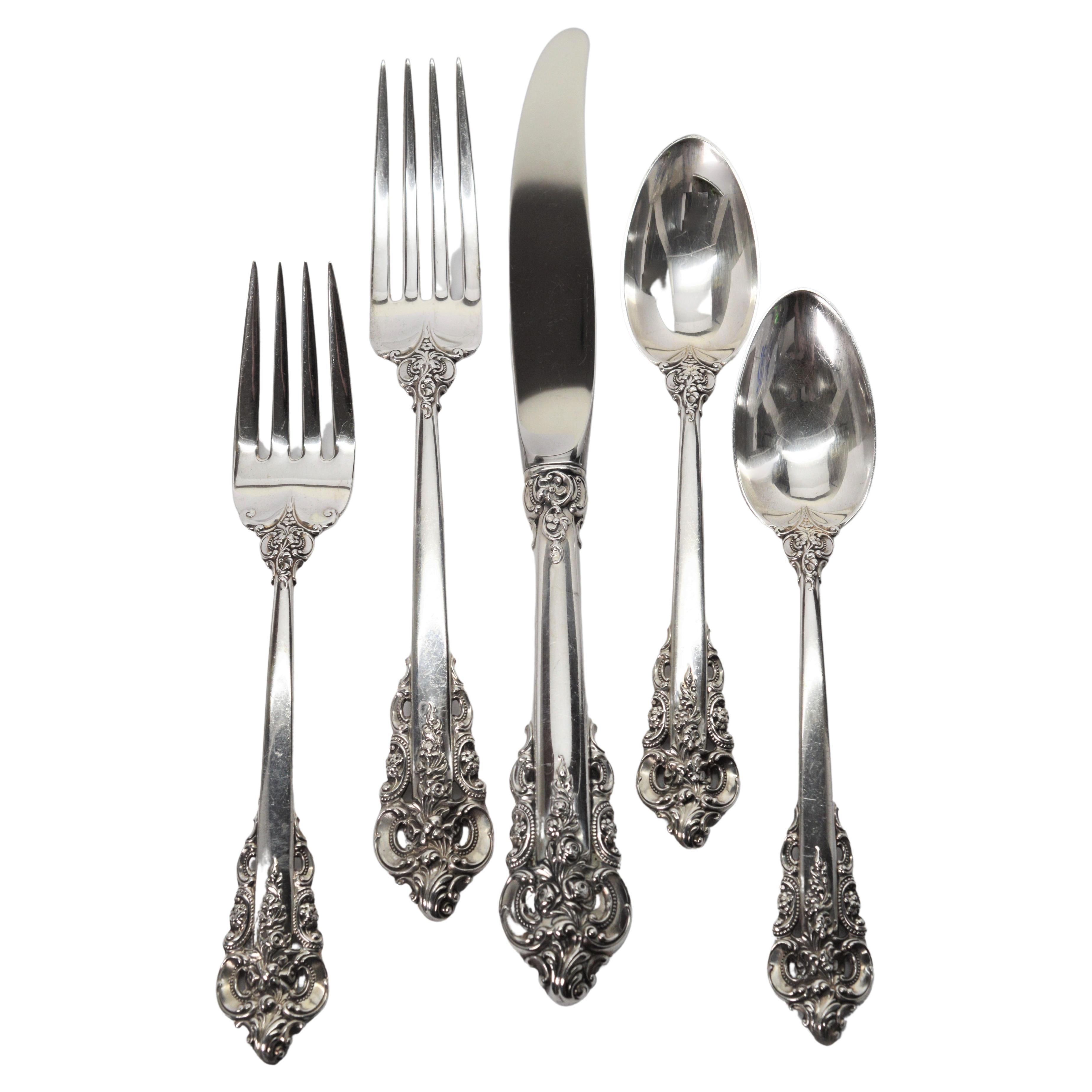 Wallace Grand Baroque Sterling Silver Flatware, Five Piece Place Setting