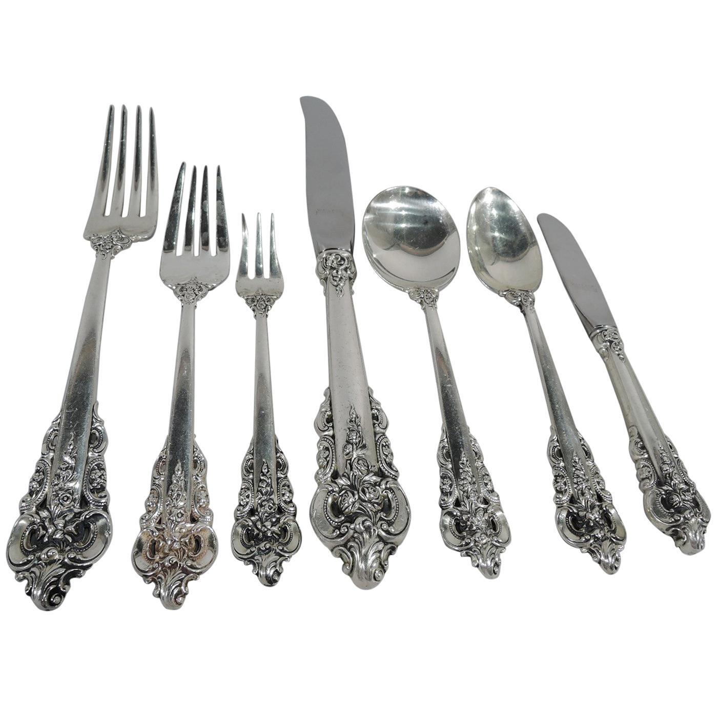 Wallace Grande Baroque Sterling Silver Dinner Set for 12 with 96 Pieces
