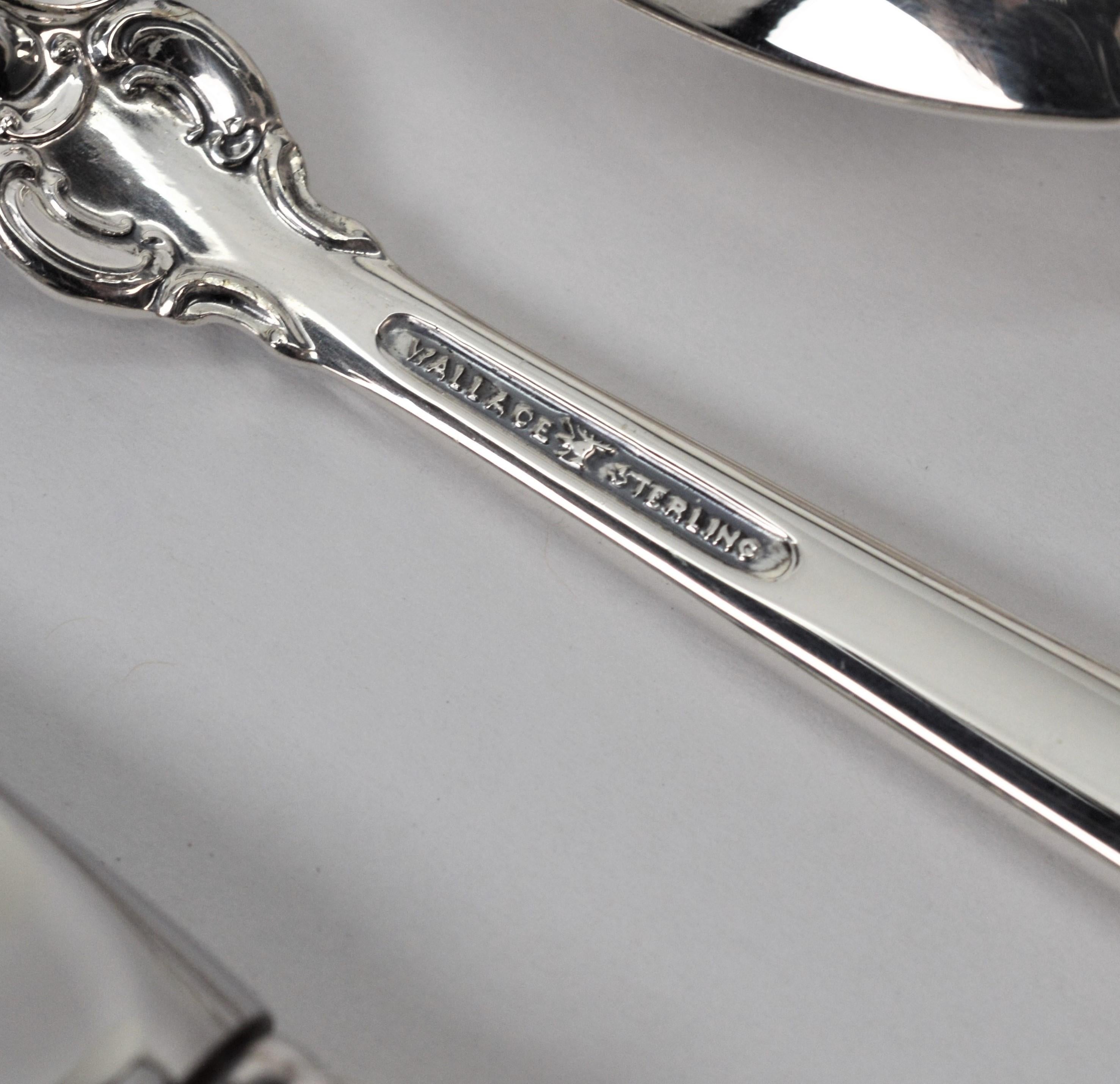 Wallace Grande Baroque Sterling Silver Flatware 6P Placesetting, New in Package 1