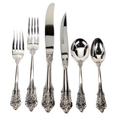 Wallace Grande Baroque Sterling Silver Flatware 6P Placesetting, New in Package