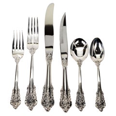 Used Wallace Grande Baroque Sterling Silver Flatware 6P Placesetting, New in Package