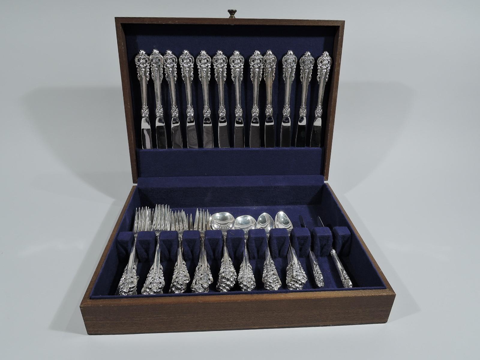Baroque Revival Wallace Grande Baroque Sterling Silver Set for 12 with 62 Pieces