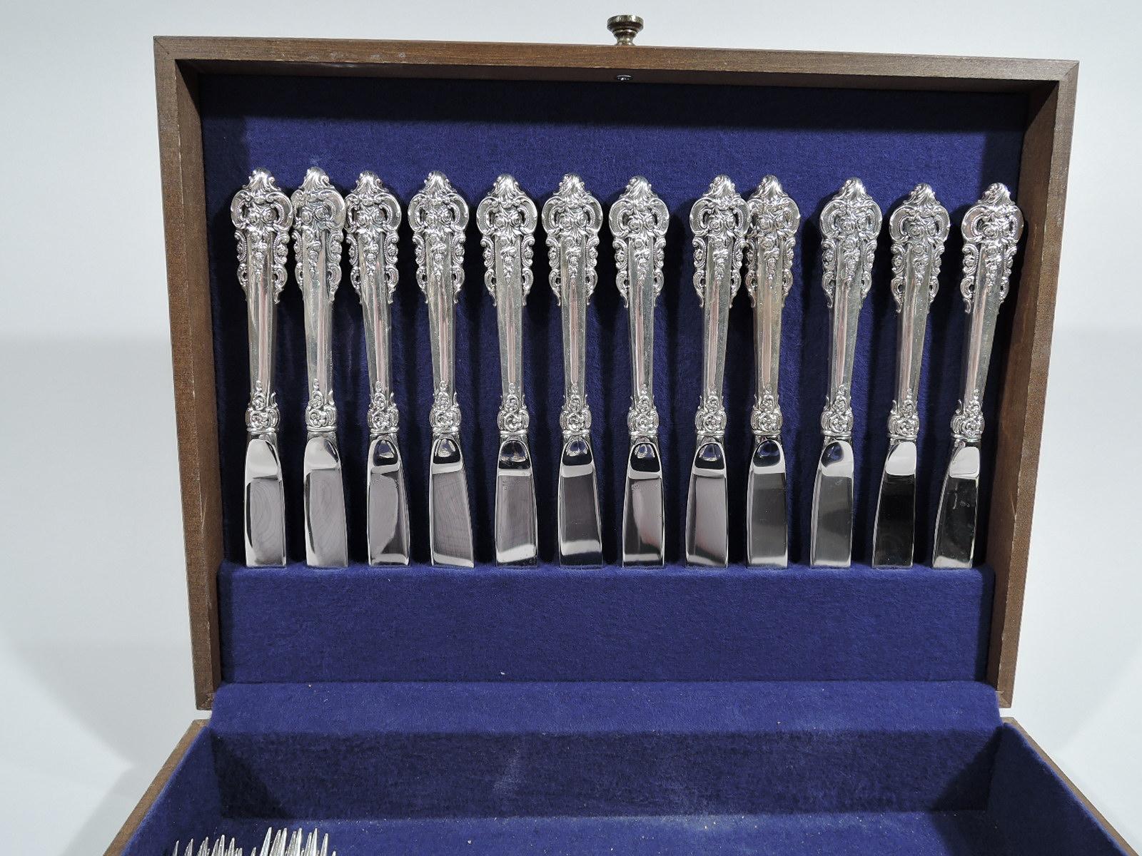 American Wallace Grande Baroque Sterling Silver Set for 12 with 62 Pieces