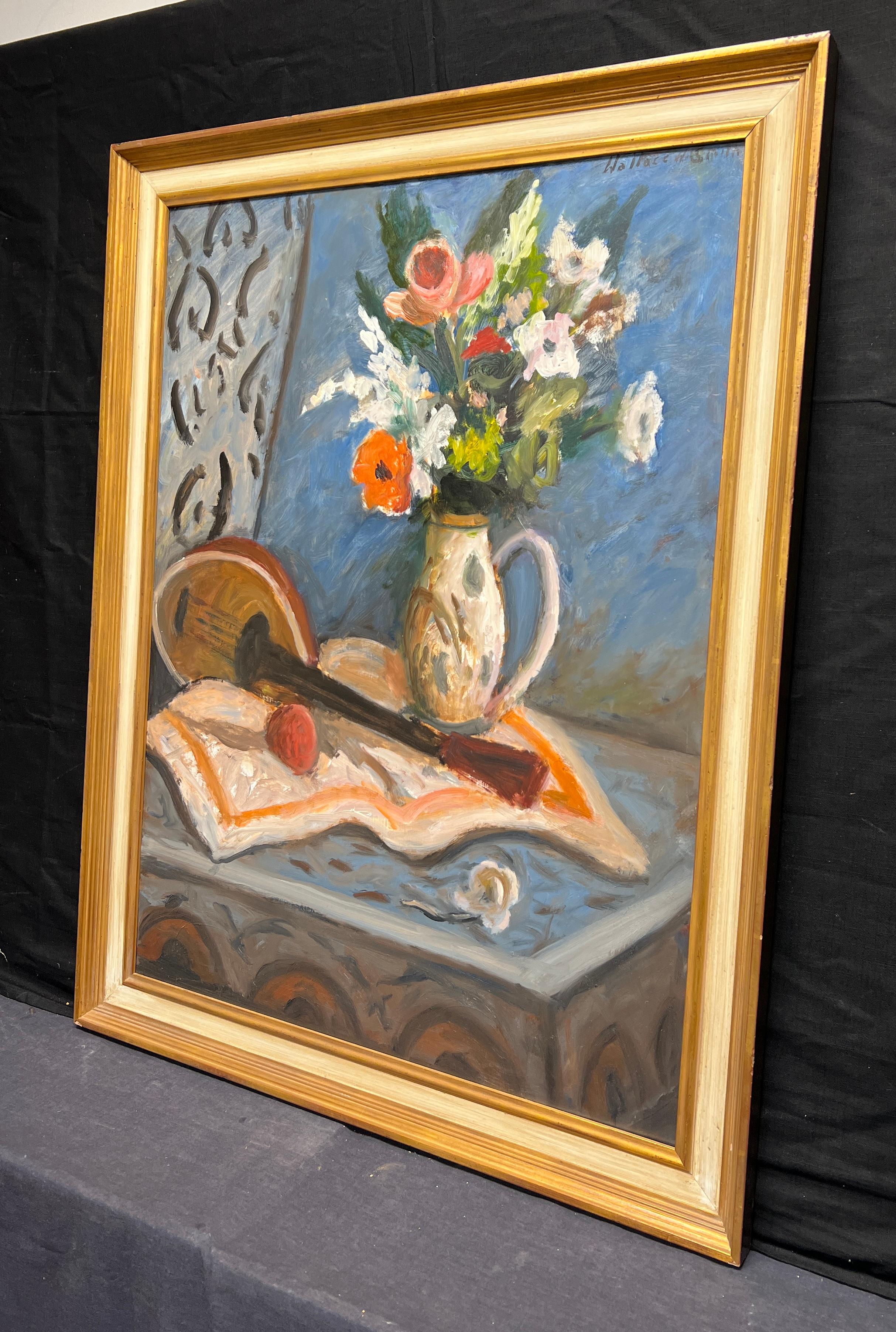 Vase of Flowers and Mandolin - Modern Painting by Wallace H. Smith