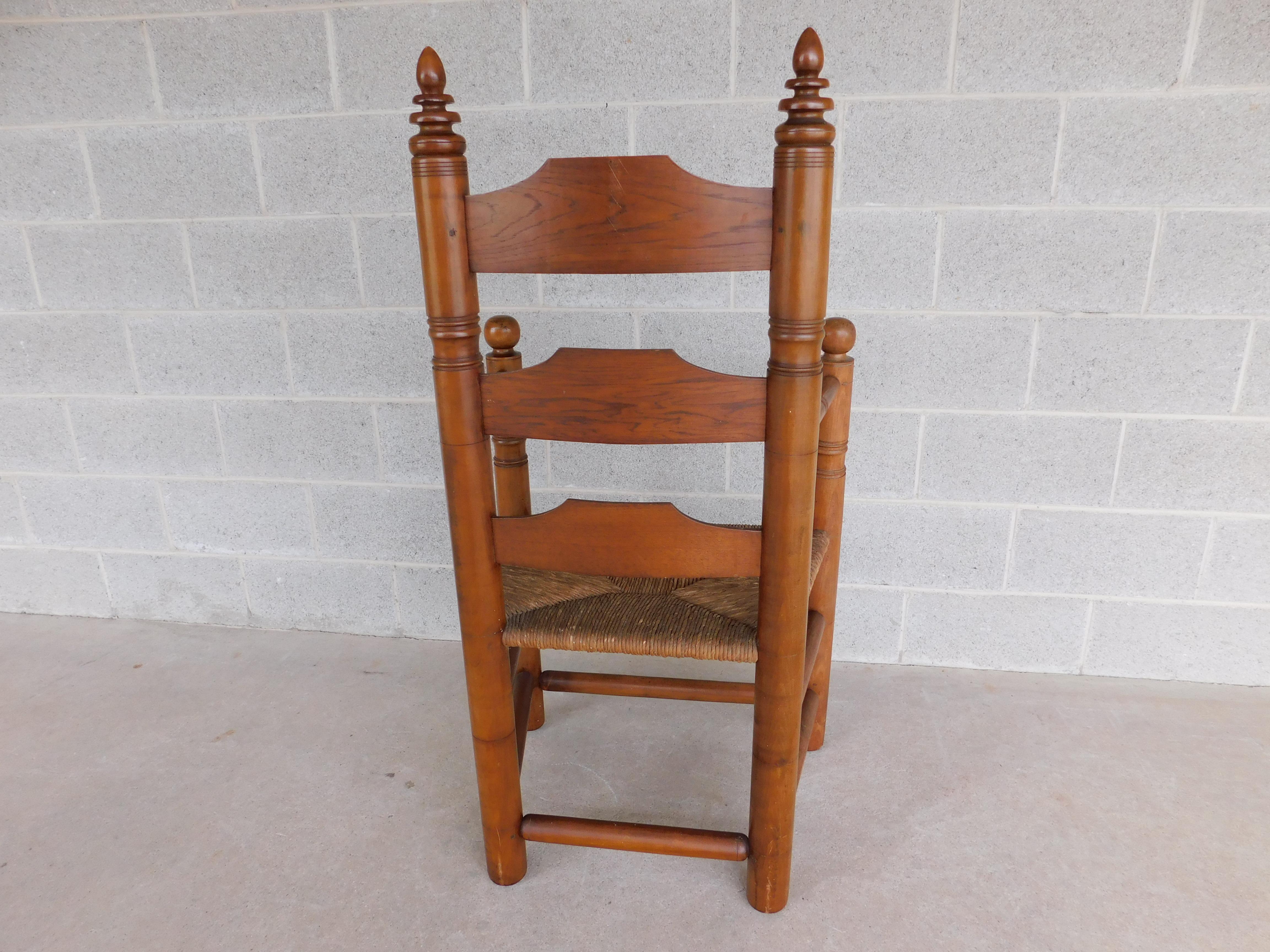 Wallace Nutting #393 Pilgrim Ladder Back Arm Chair For Sale 1