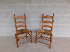 Wallace Nutting #393 Pilgrim Ladder Back Side Chairs - a Pair