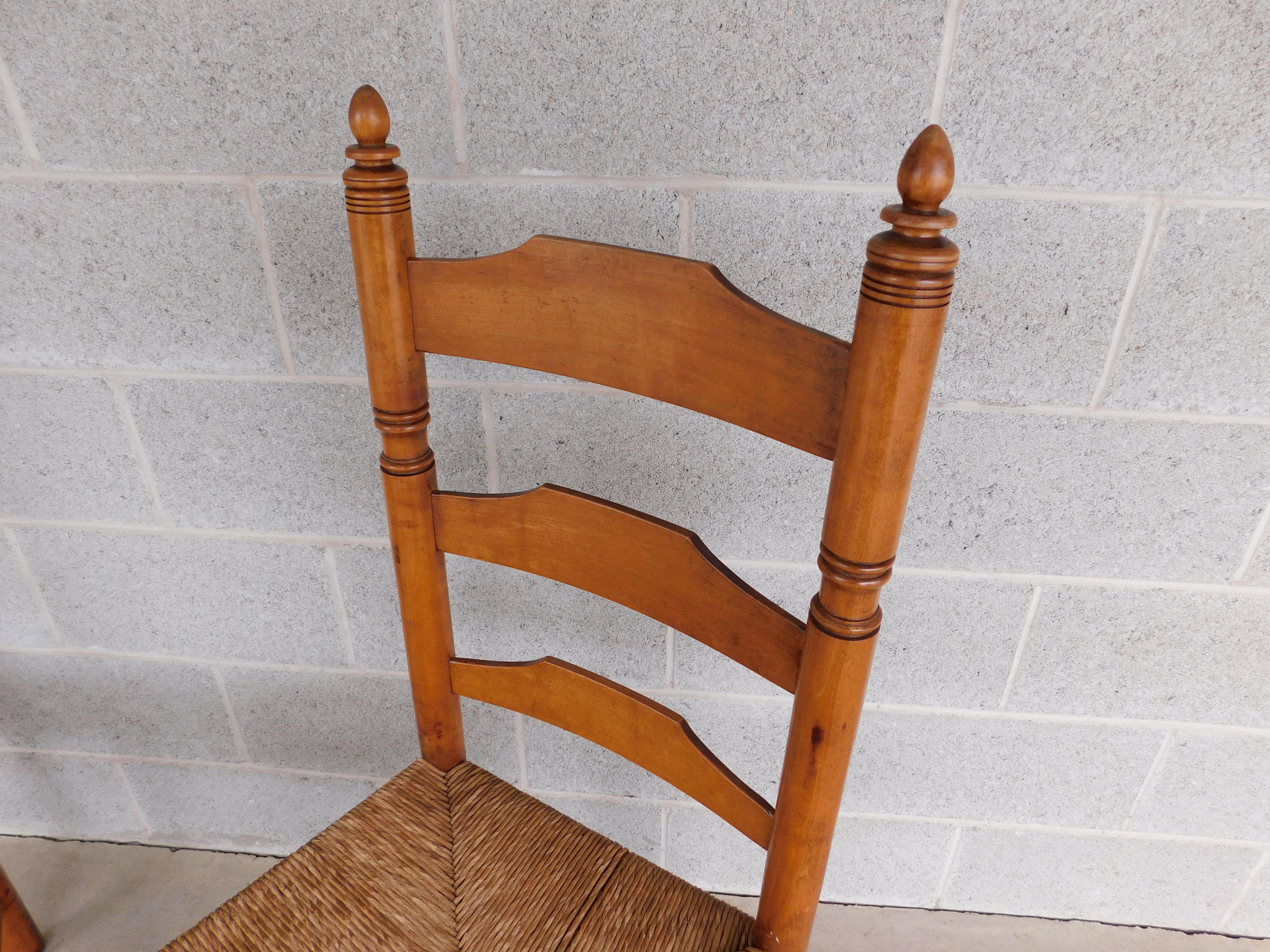 20th Century Wallace Nutting #393 Pilgrim Ladder Back Side Chairs - a Pair For Sale