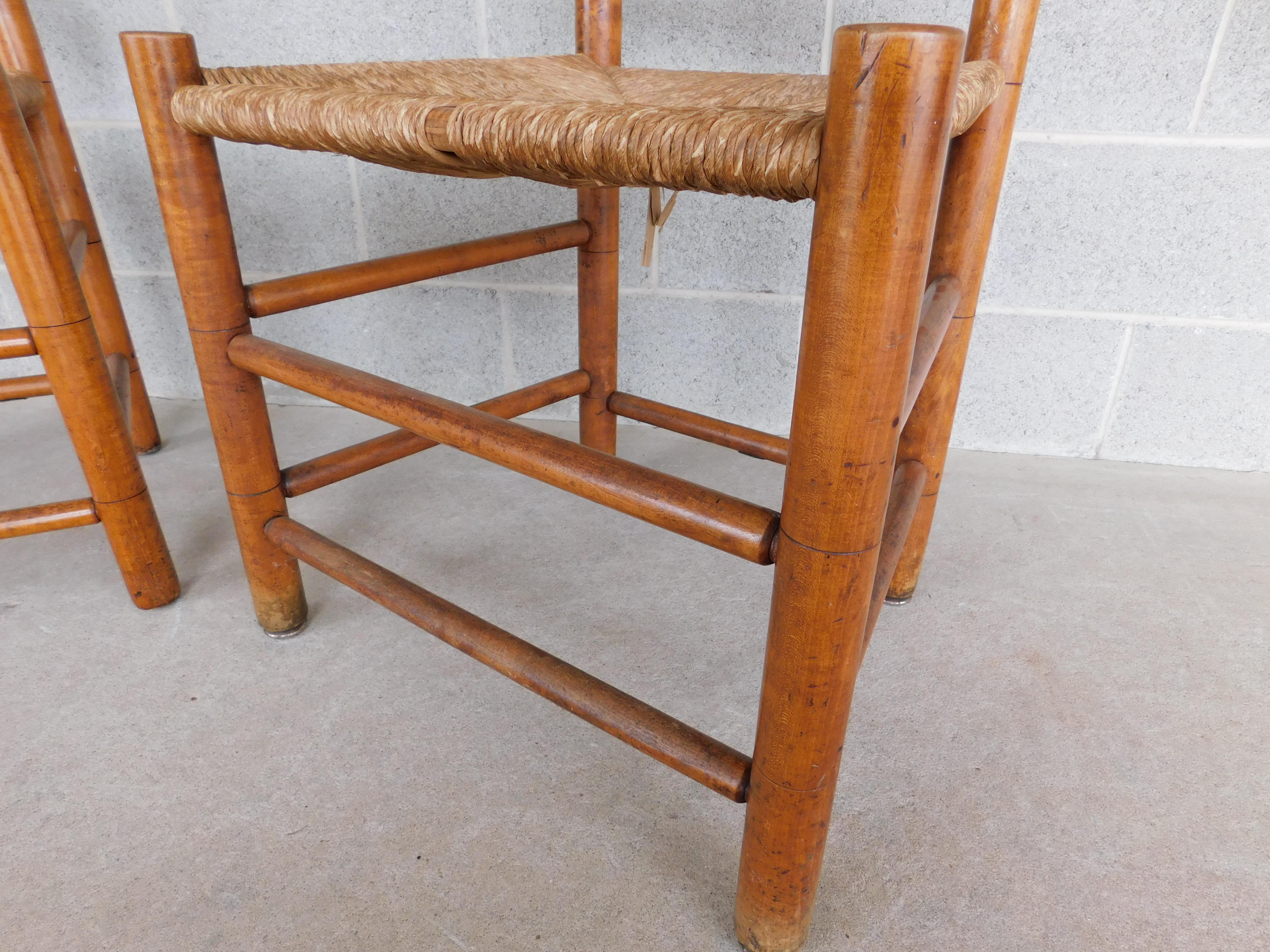 Rush Wallace Nutting #393 Pilgrim Ladder Back Side Chairs - a Pair For Sale