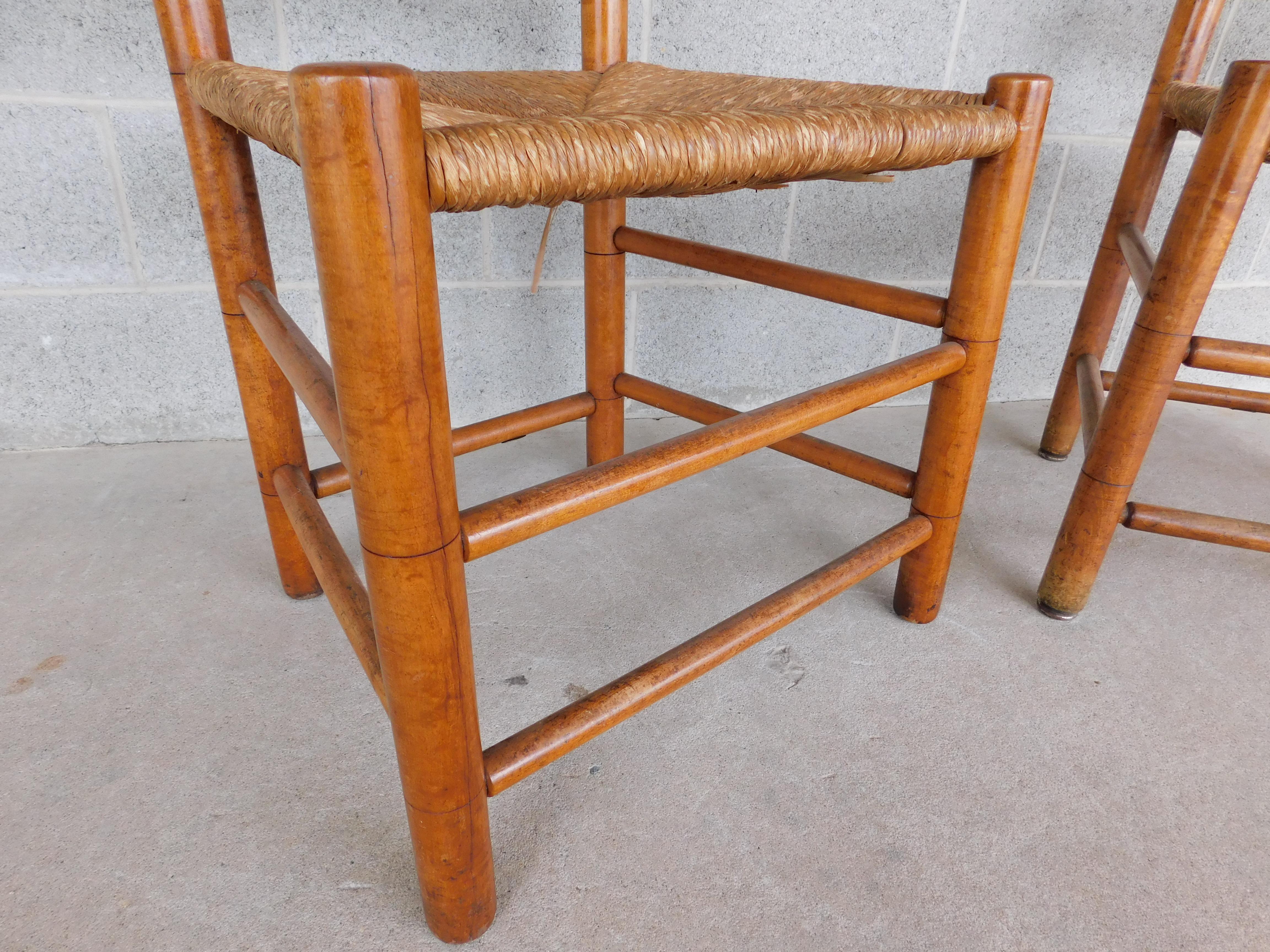 Wallace Nutting #393 Pilgrim Ladder Back Side Chairs - a Pair For Sale 1