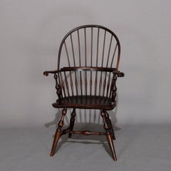 Wallace Nutting Americana Handmade Fan-Back Oak Windsor Chairs, 20th Century