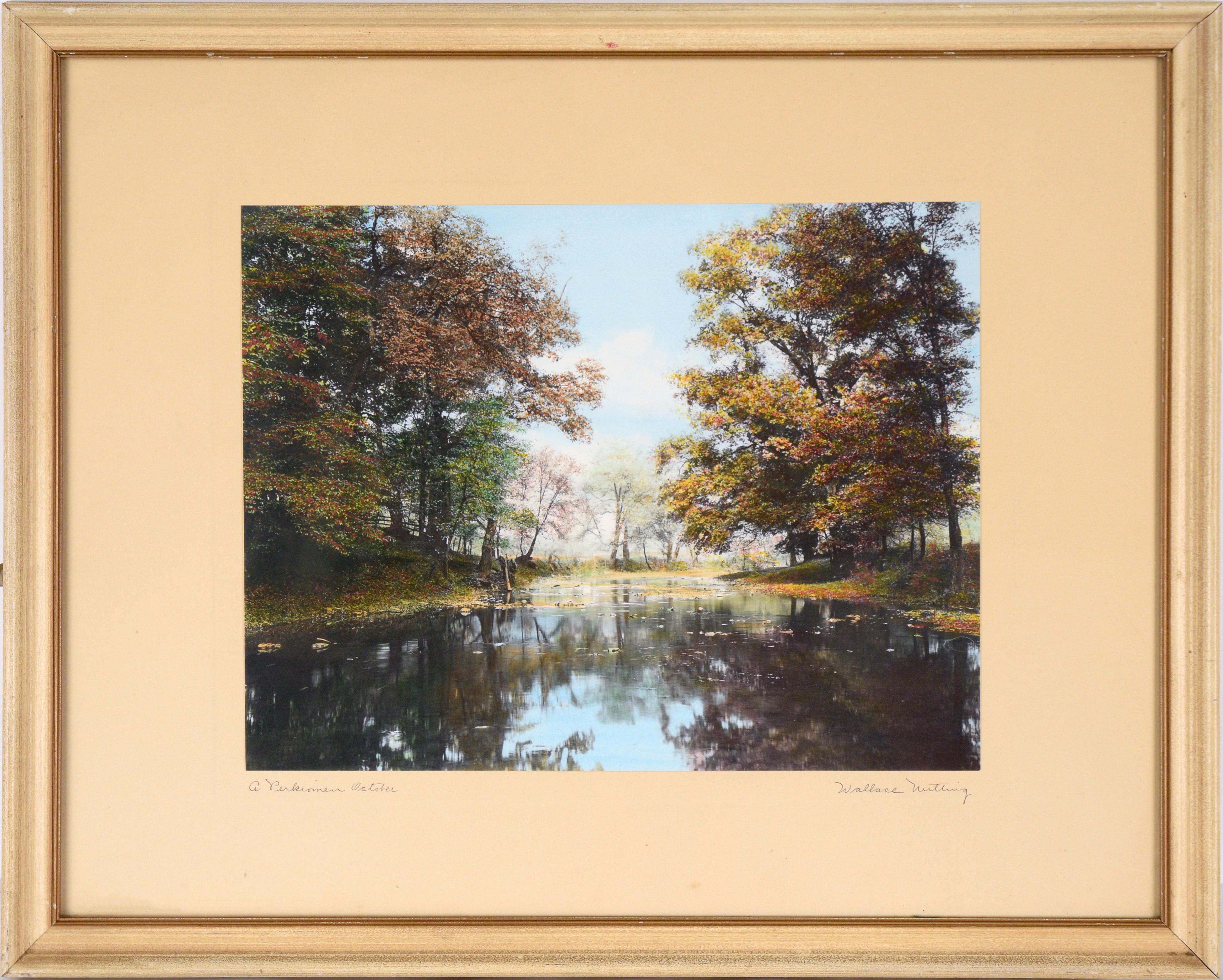 Wallace Nutting Landscape Photograph - "A Perkiomen October" Hand-Colored Photograph