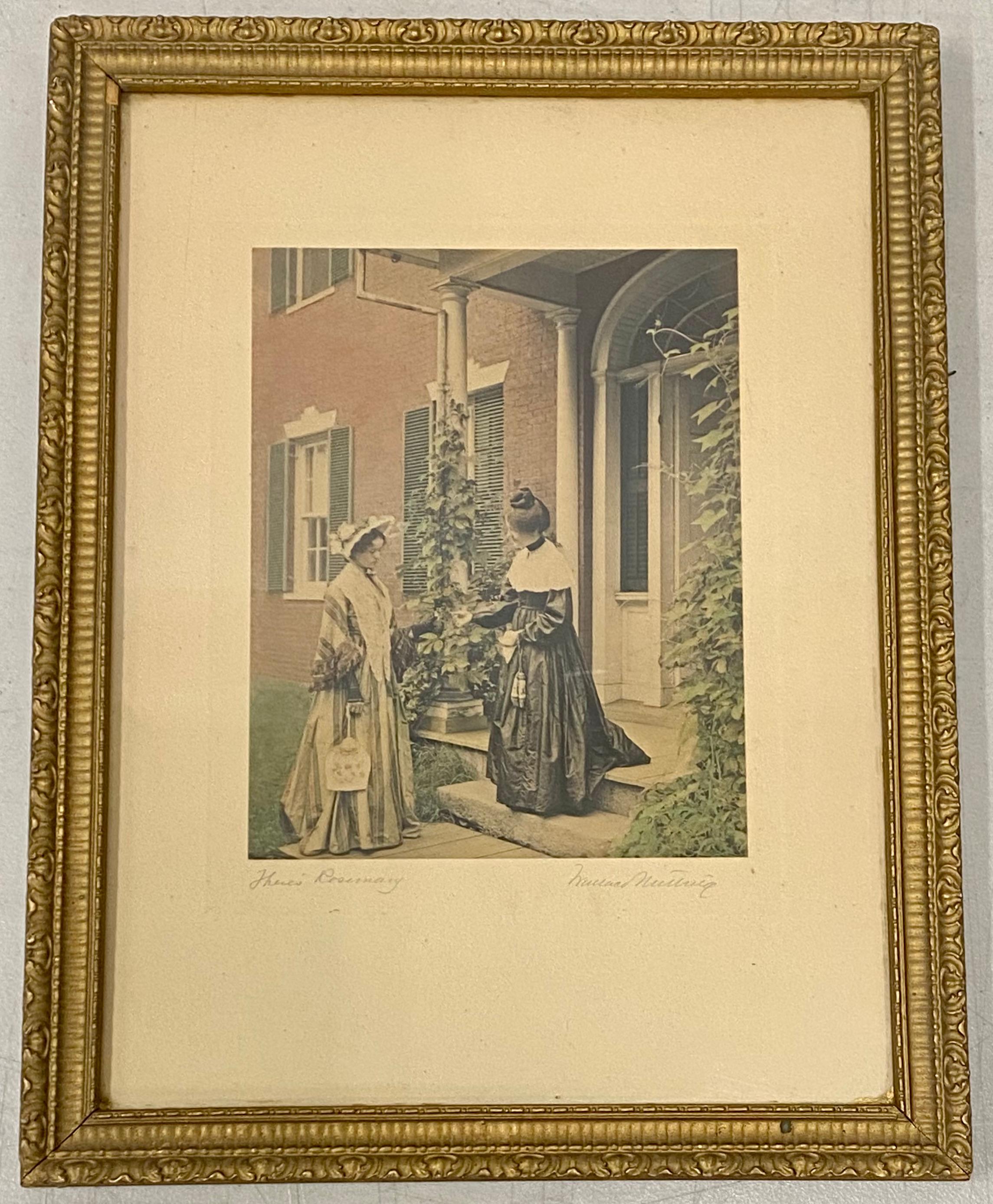 Wallace Nutting Antica fotografia colorata a mano del 1910 circa Firmata a matita