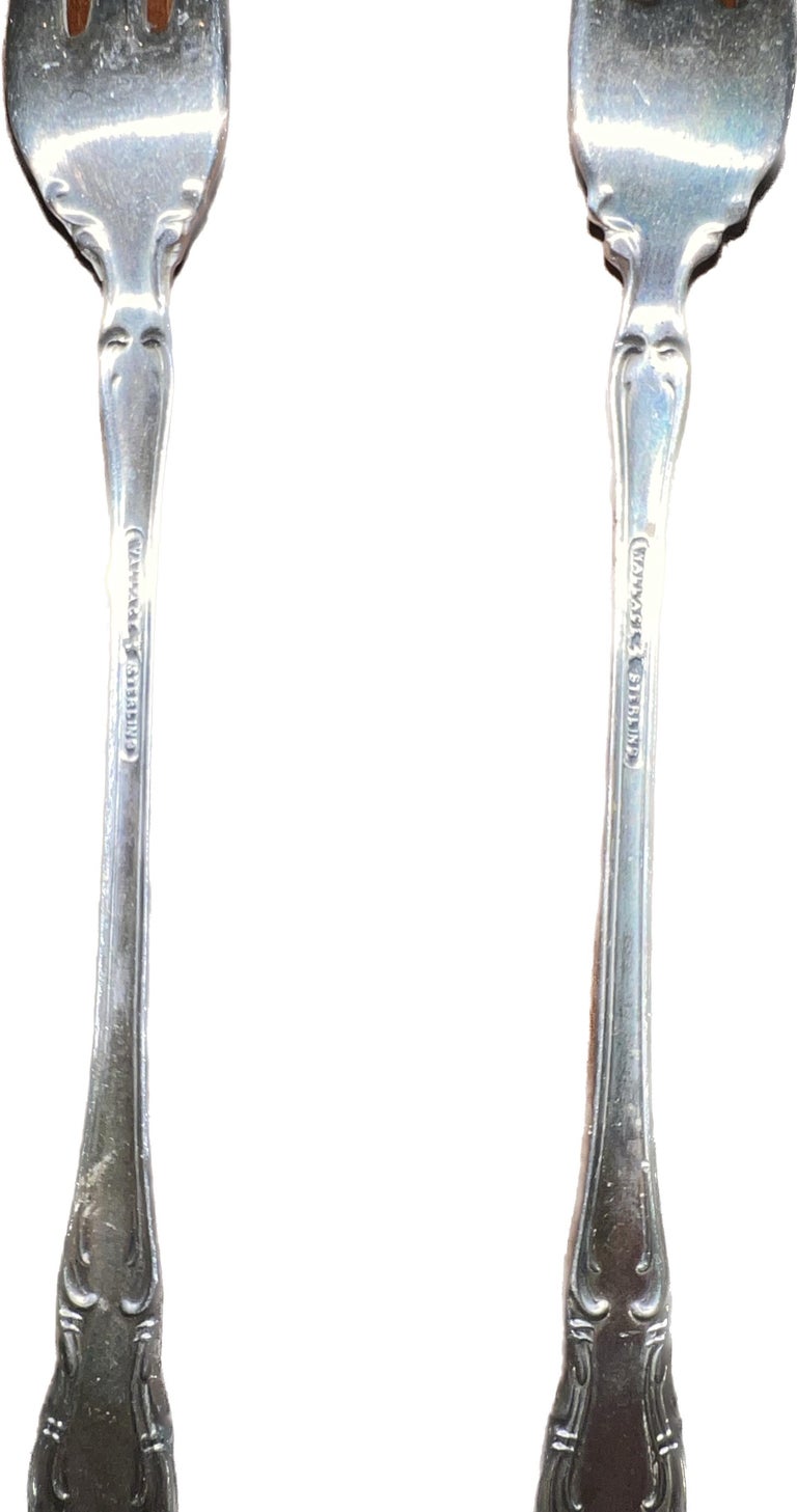 20th Century Wallace Silver 8 Cocktail Seafood Fork Old Atlanta For Sale