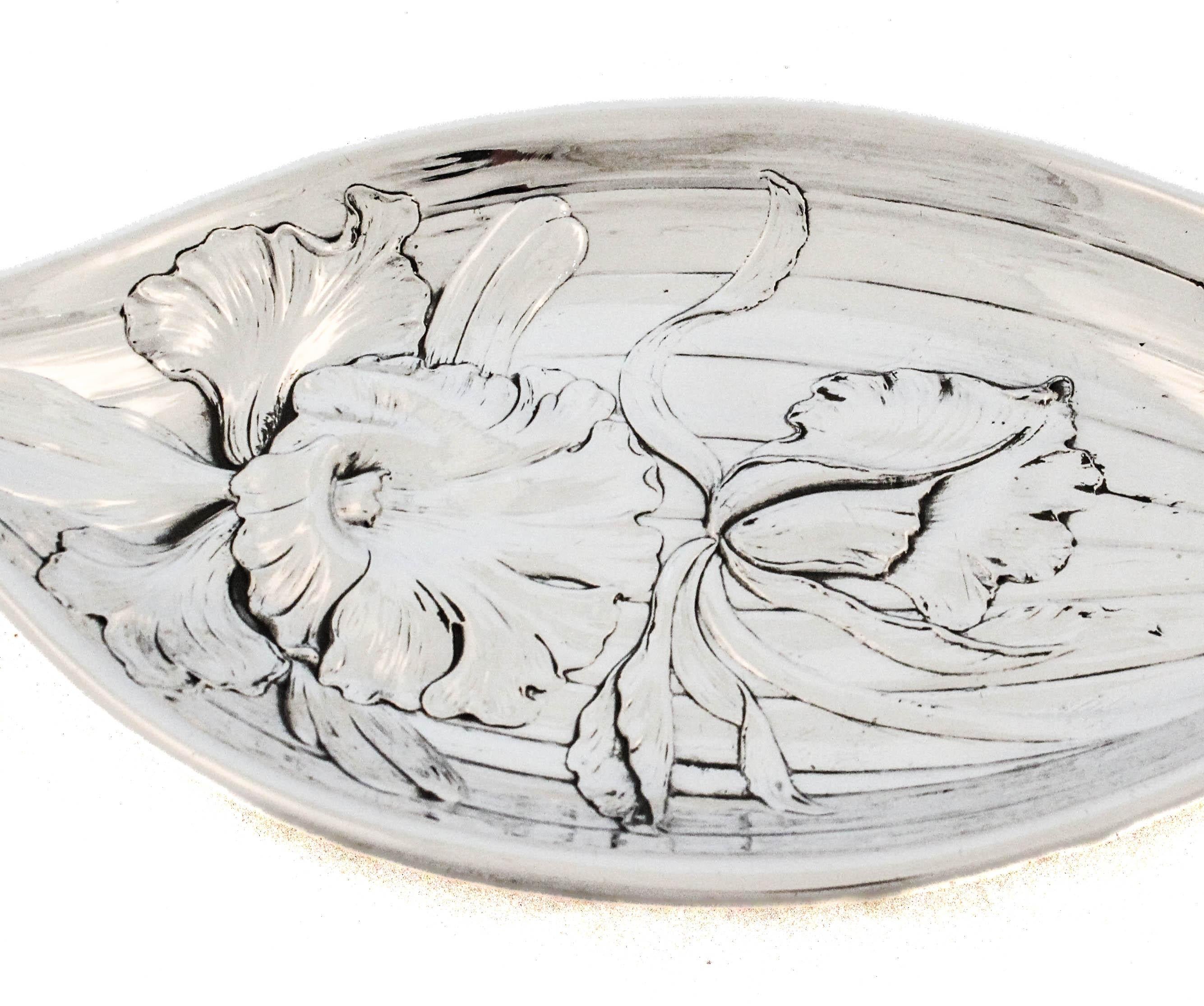 Wallace Silversmiths Sterling Silber Jugendstil Ovale Schale (amerikanisch) im Angebot