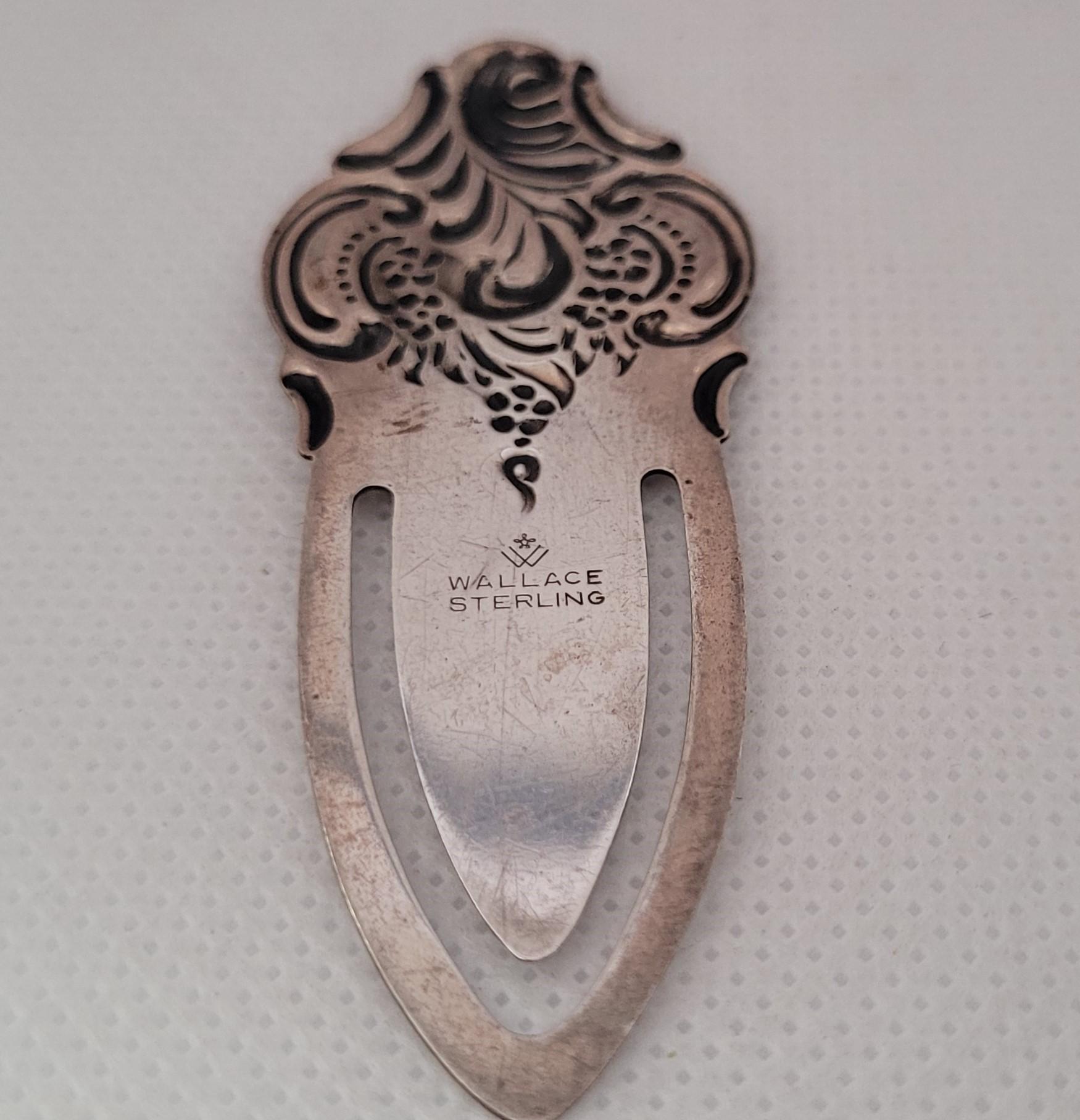 Modern Wallace Sterling Book Mark Vintage Vine Grande Baroque 63mm x 24mm 4.4 Grams