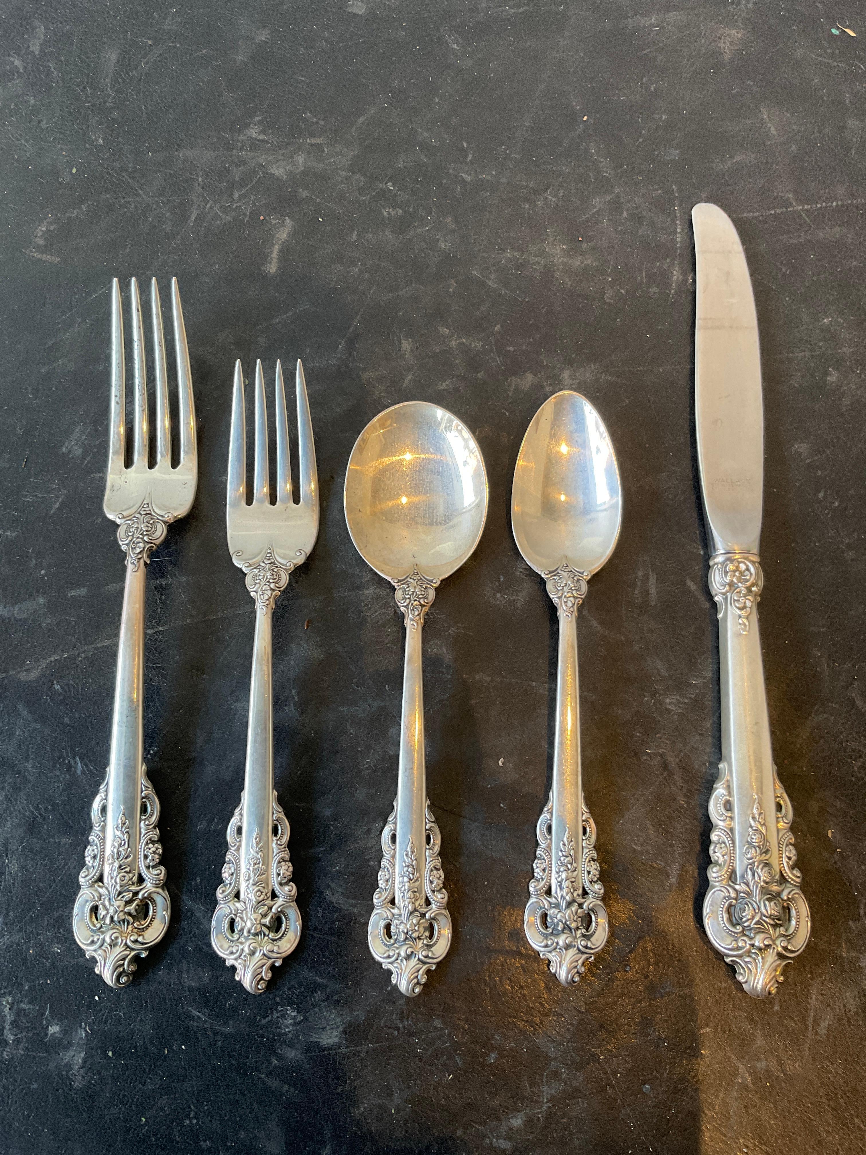 Wallace Sterling  Grande Baroque service for 8. Plus a butter knife and spoon.