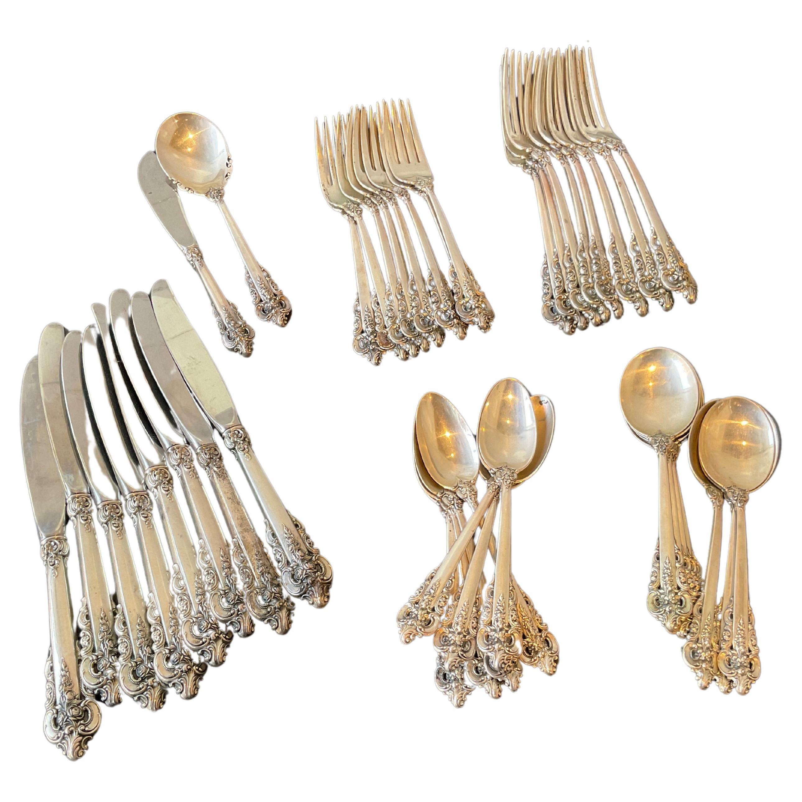 Wallace Sterling Grande Baroque Service For 8 For Sale