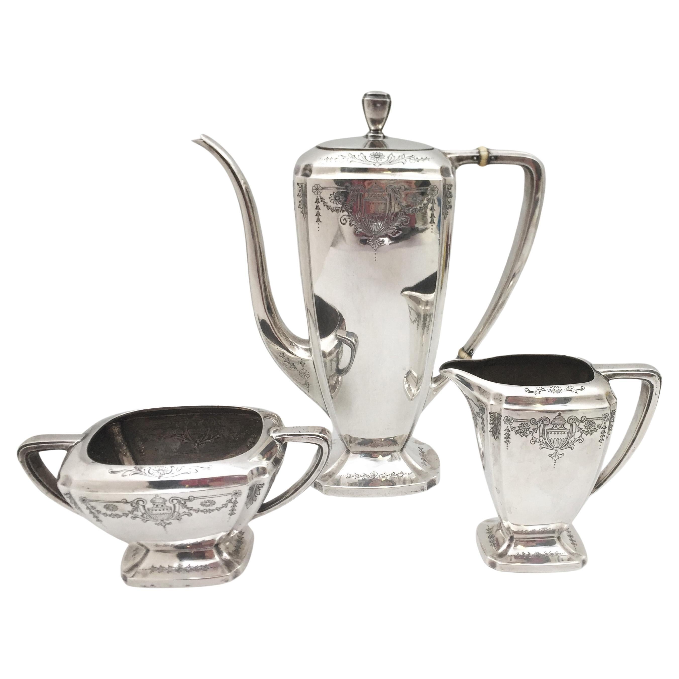 Wallace Sterling Silver 3-Piece Coffee Set #8479 For Sale