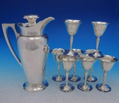 Wallace Sterling Silber Neunteiliges Martini Set Vintage + Besteck Sondergruppe