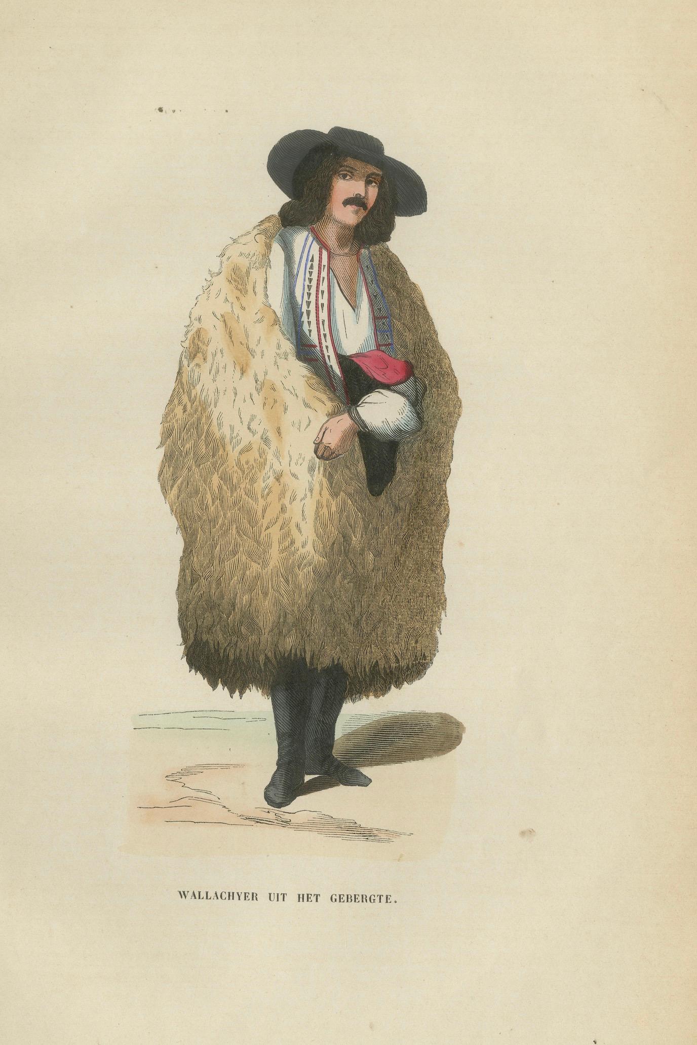 Wallachian Highlander from Romenia - Antique Costume Lithograph, c.1852