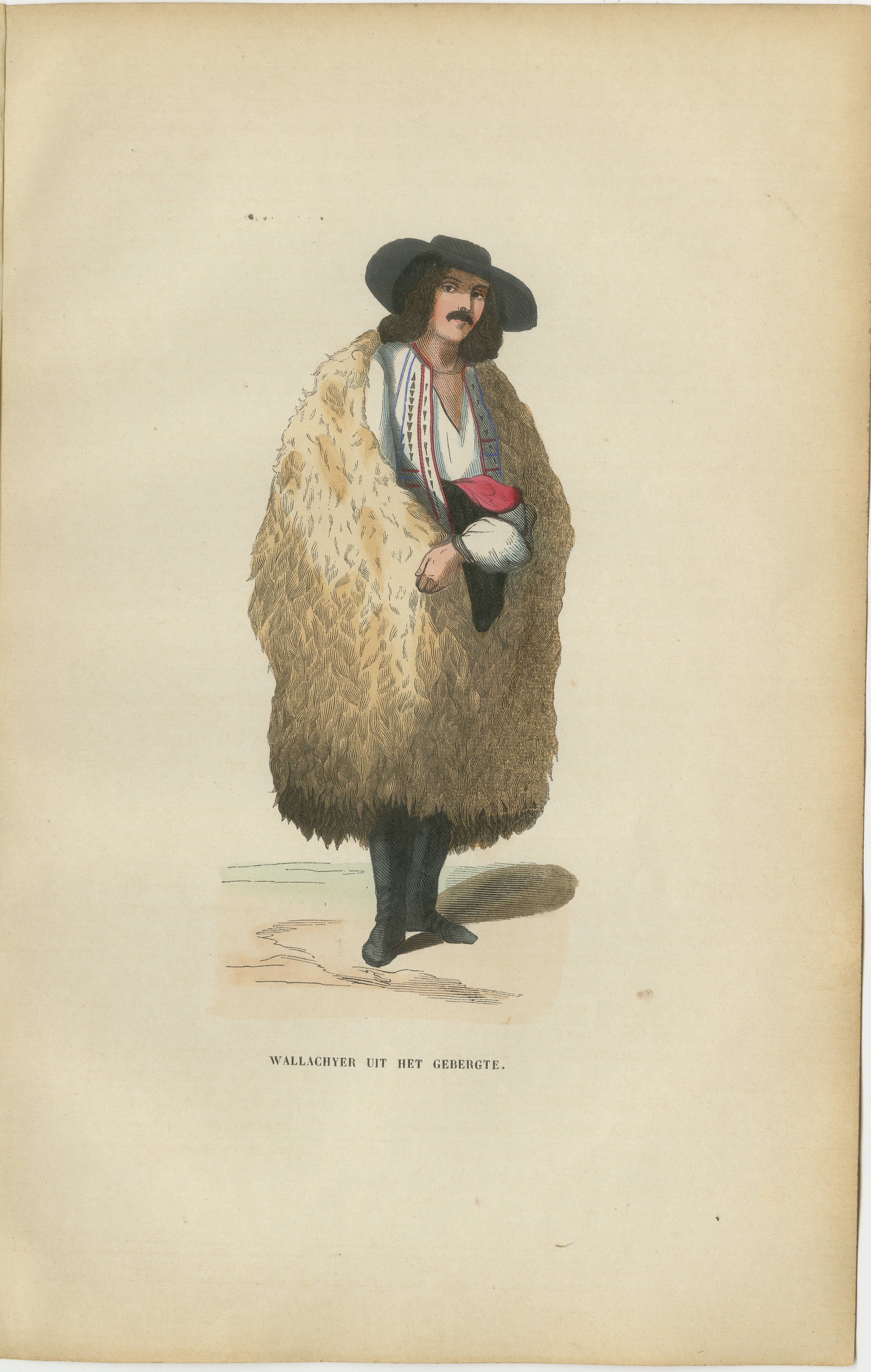 Wallachian Highlander from Romenia - Antique Costume Lithograph, c.1852