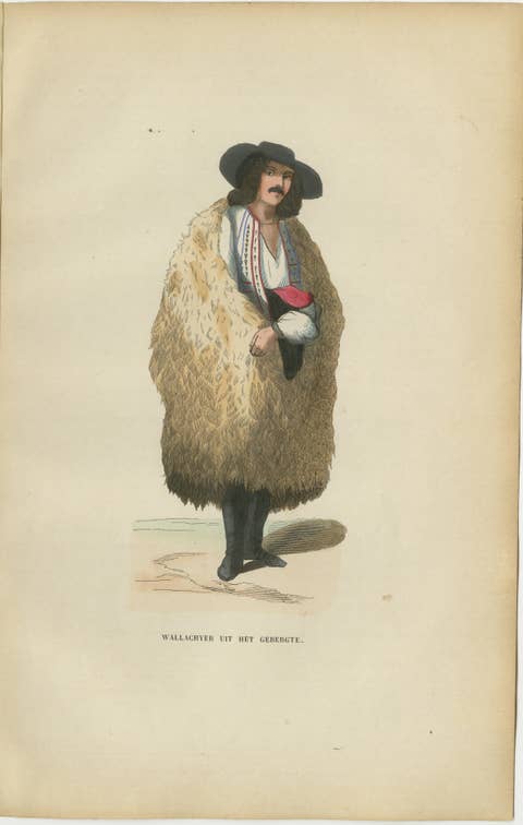 Wallachian Highlander from Romenia - Antique Costume Lithograph, c.1852
