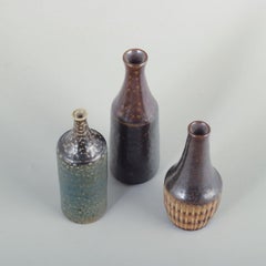 Wallåkra Ceramics, Sweden. Three small ceramic vases. Mid-20th C.