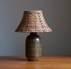 Wallåkra Keramik:: Tischlampe:: glasiertes Steingut:: Schweden:: 1960er Jahre