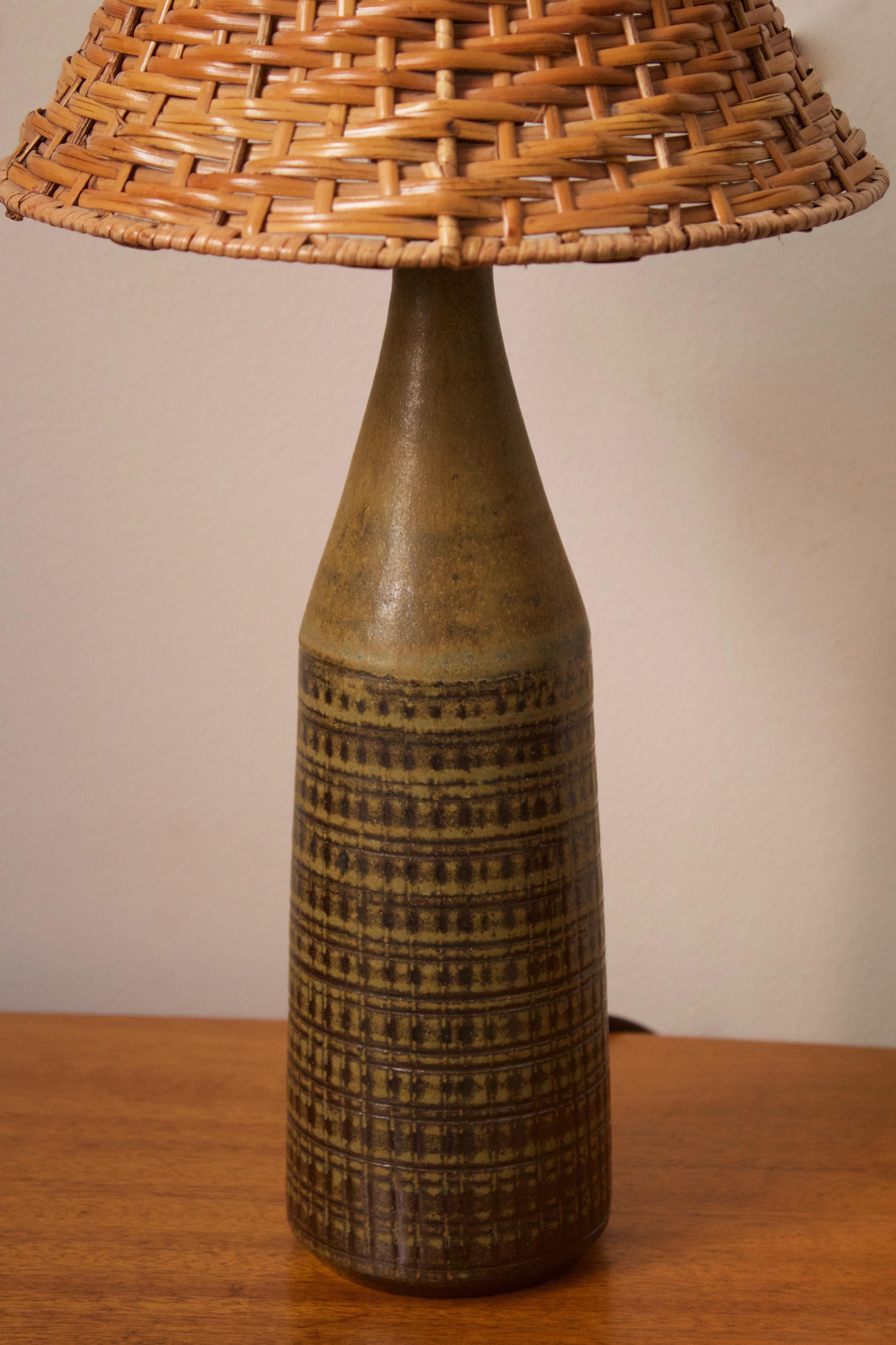 Swedish Wallåkra Keramik, Table Lamp, Brown Glazed Stoneware, Sweden, 1960s