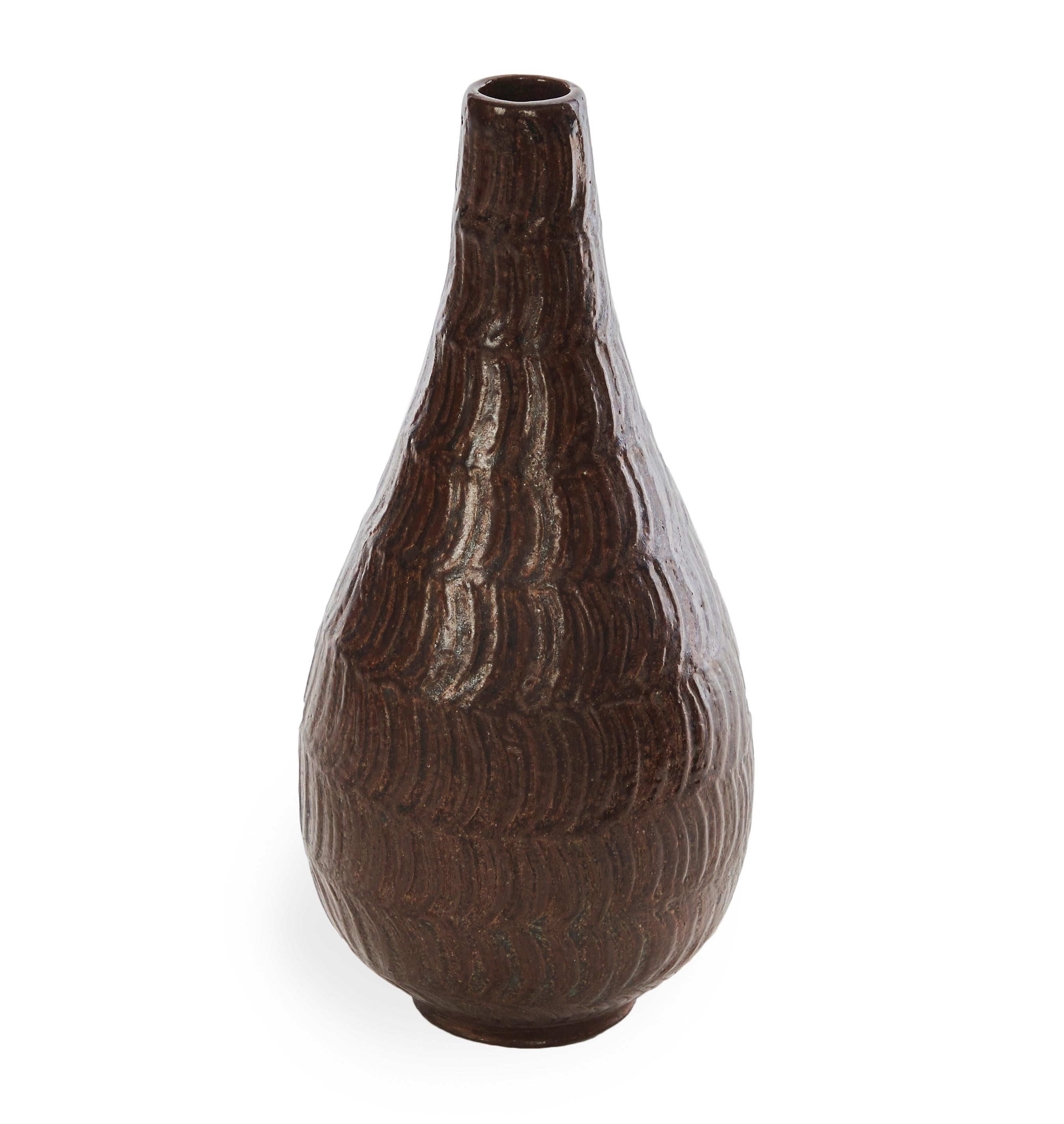 Mid-Century Modern Wallåkra, Mid-Century Stoneware Vase, Sweden, 1950s For Sale