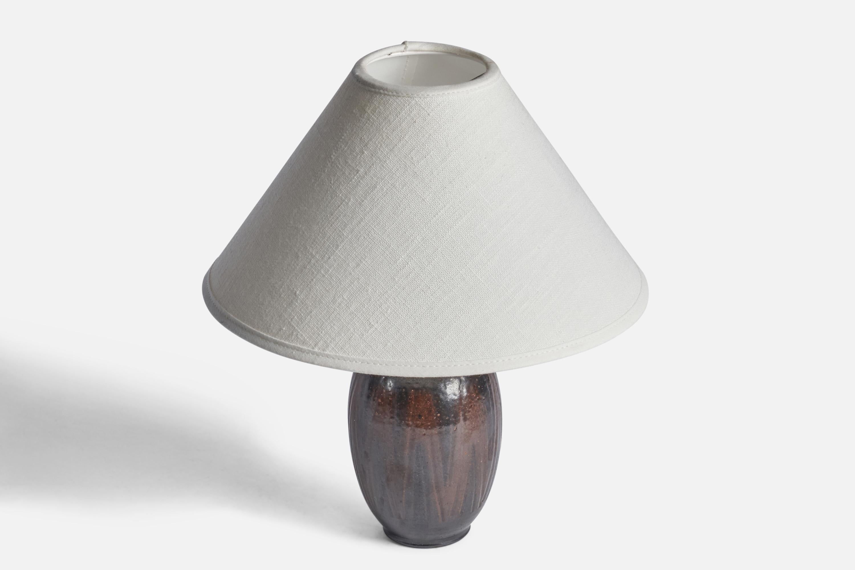 Mid-Century Modern Wallåkra, Table Lamp, Stoneware, Sweden, 1960s For Sale