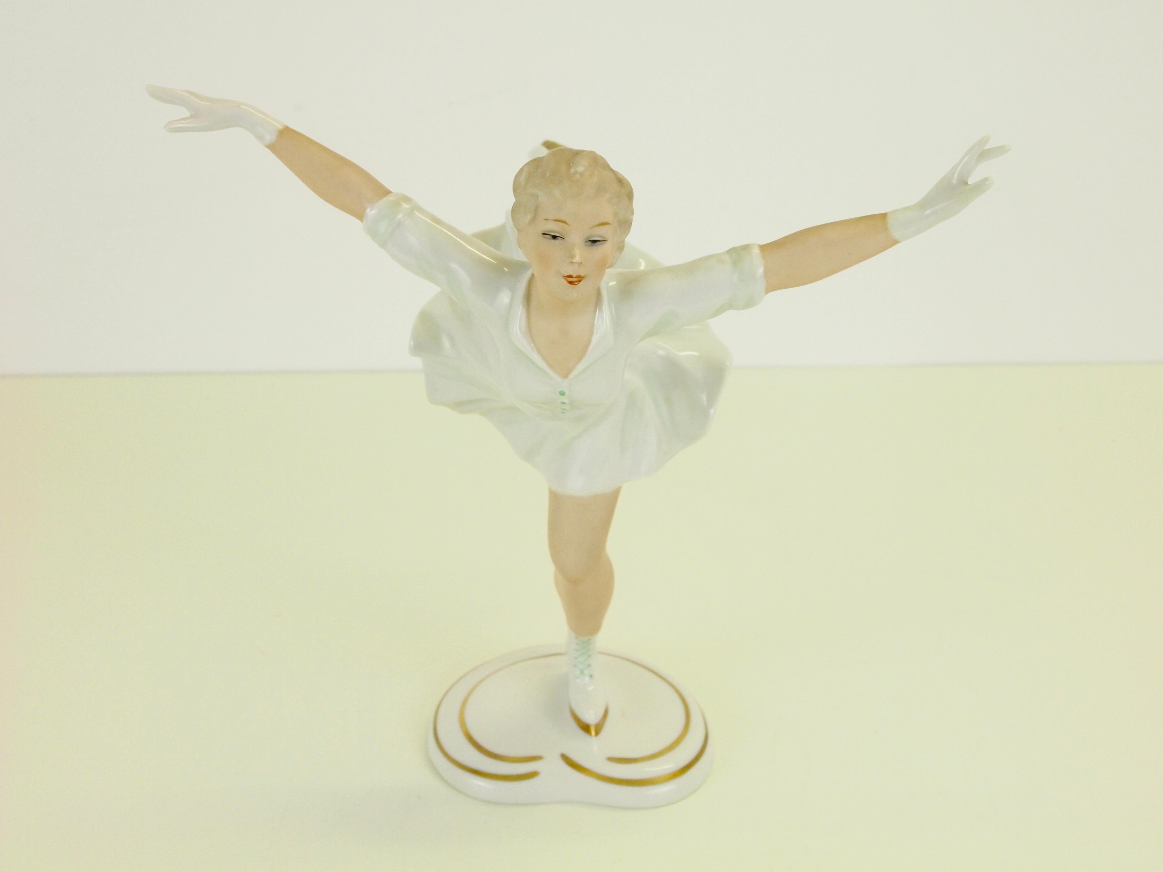 Wallendorf Midcentury German Porcelain Figurine Depicting a Figure Skater For Sale 6