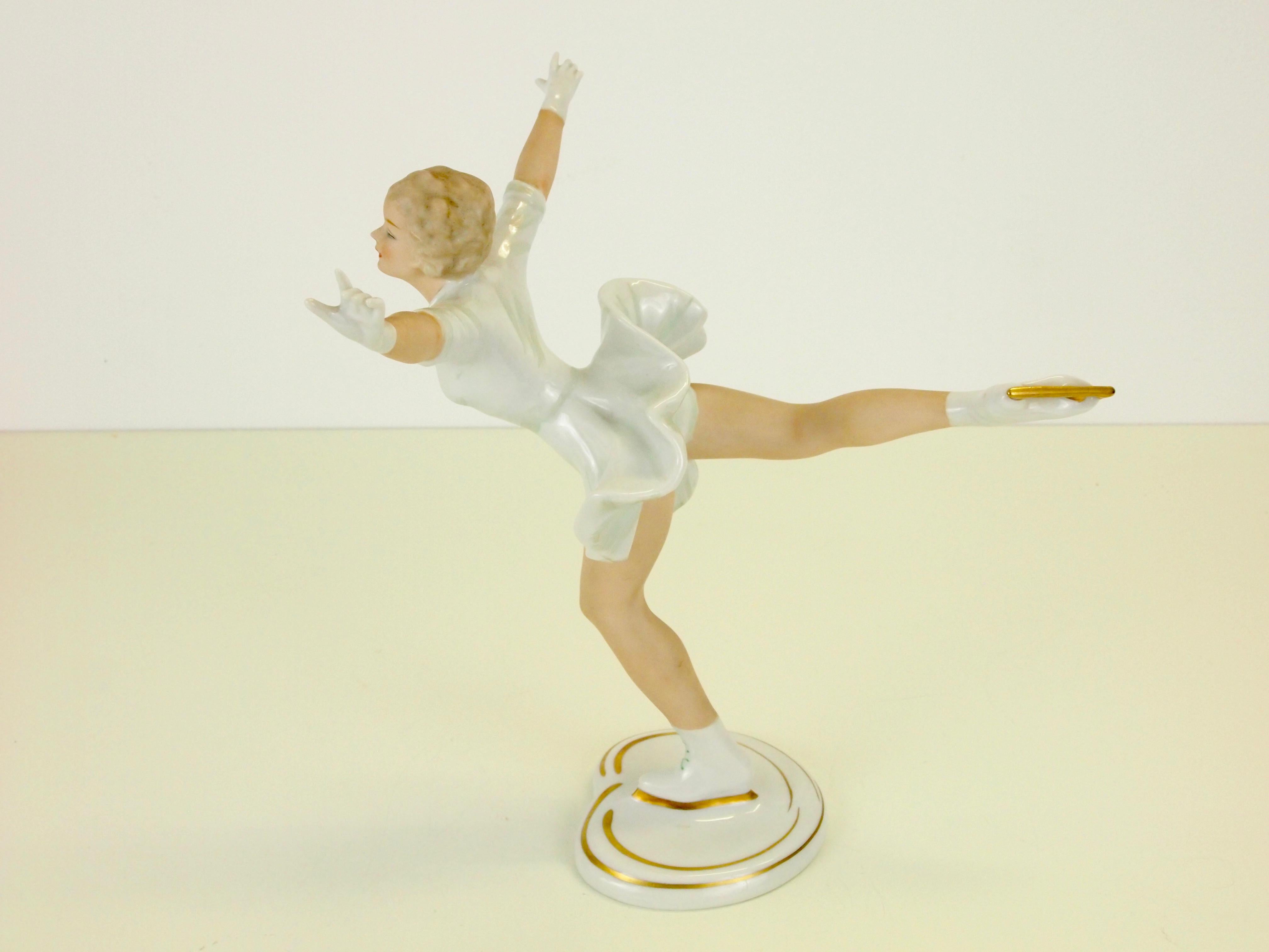 Wallendorf Midcentury German Porcelain Figurine Depicting a Figure Skater For Sale 7