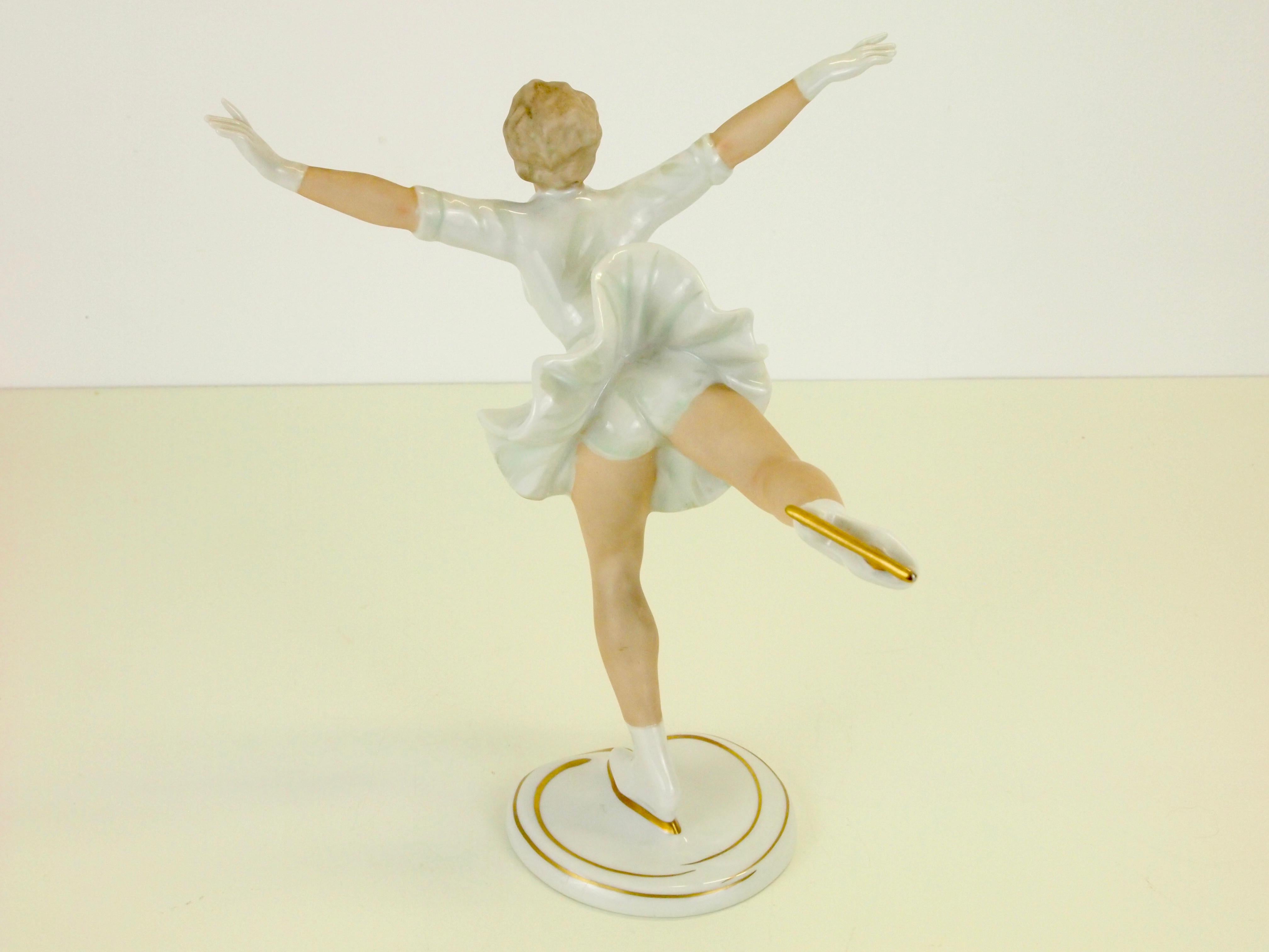 Wallendorf Midcentury German Porcelain Figurine Depicting a Figure Skater For Sale 8
