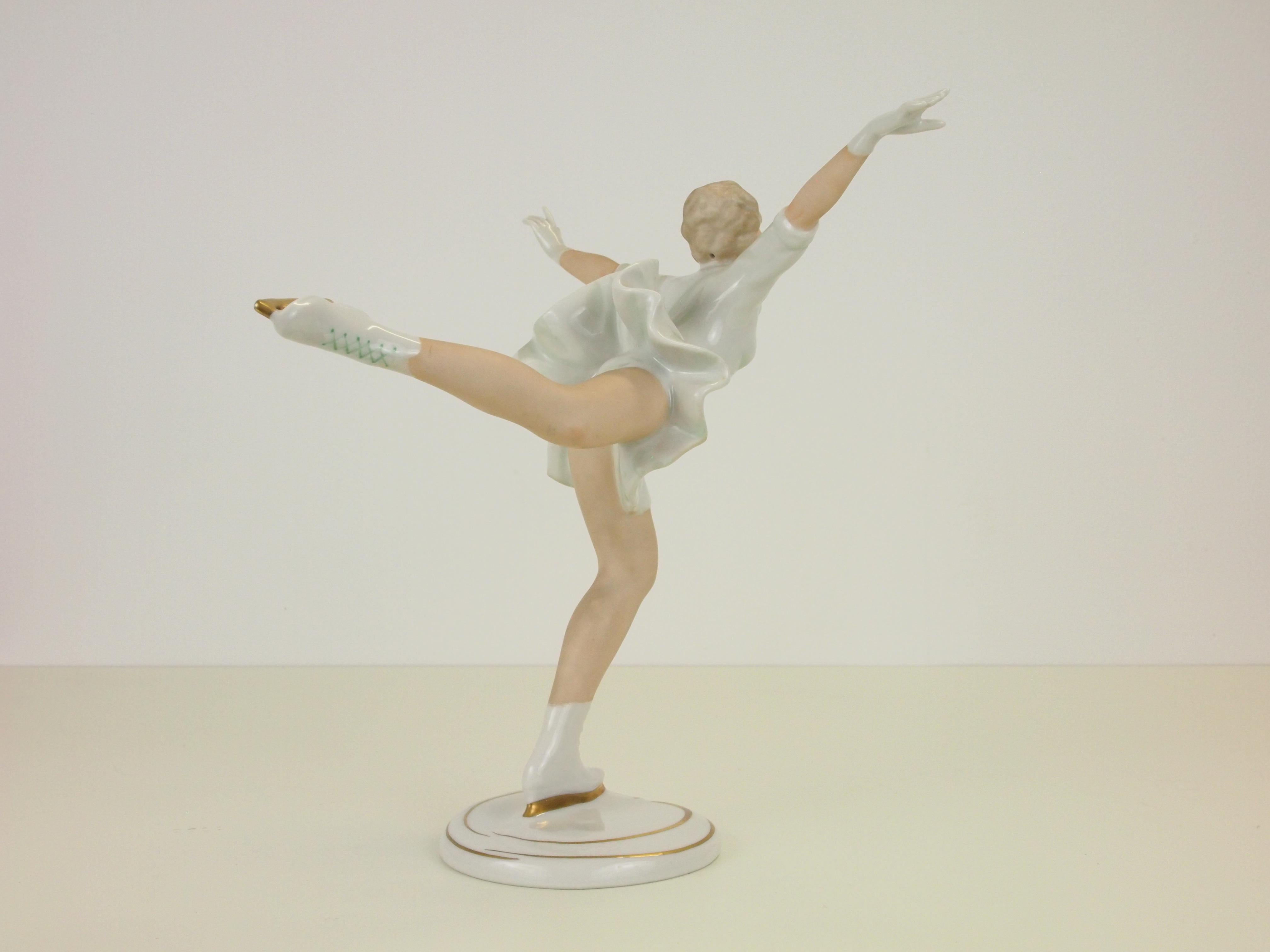20th Century Wallendorf Midcentury German Porcelain Figurine Depicting a Figure Skater For Sale