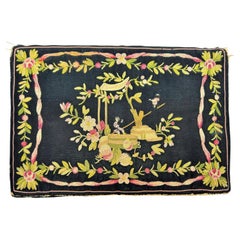 Wallet in moiré silk faille embroidered with chinoiserie motifs - France C.1780