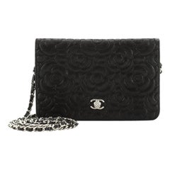 Wallet on Chain Camellia Iridescent Suede