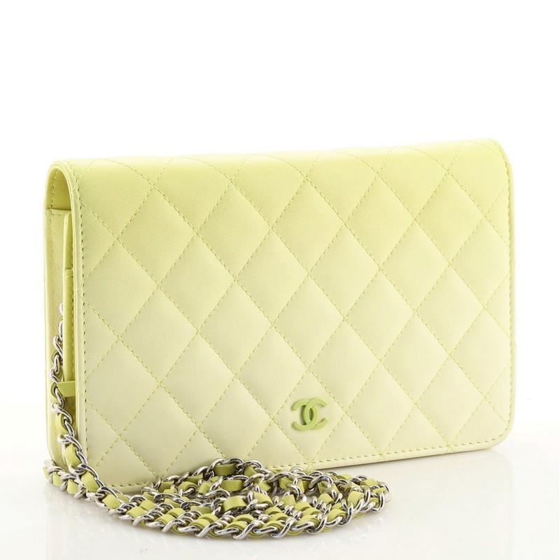 Beige Wallet on Chain Quilted Ombre Lambskin