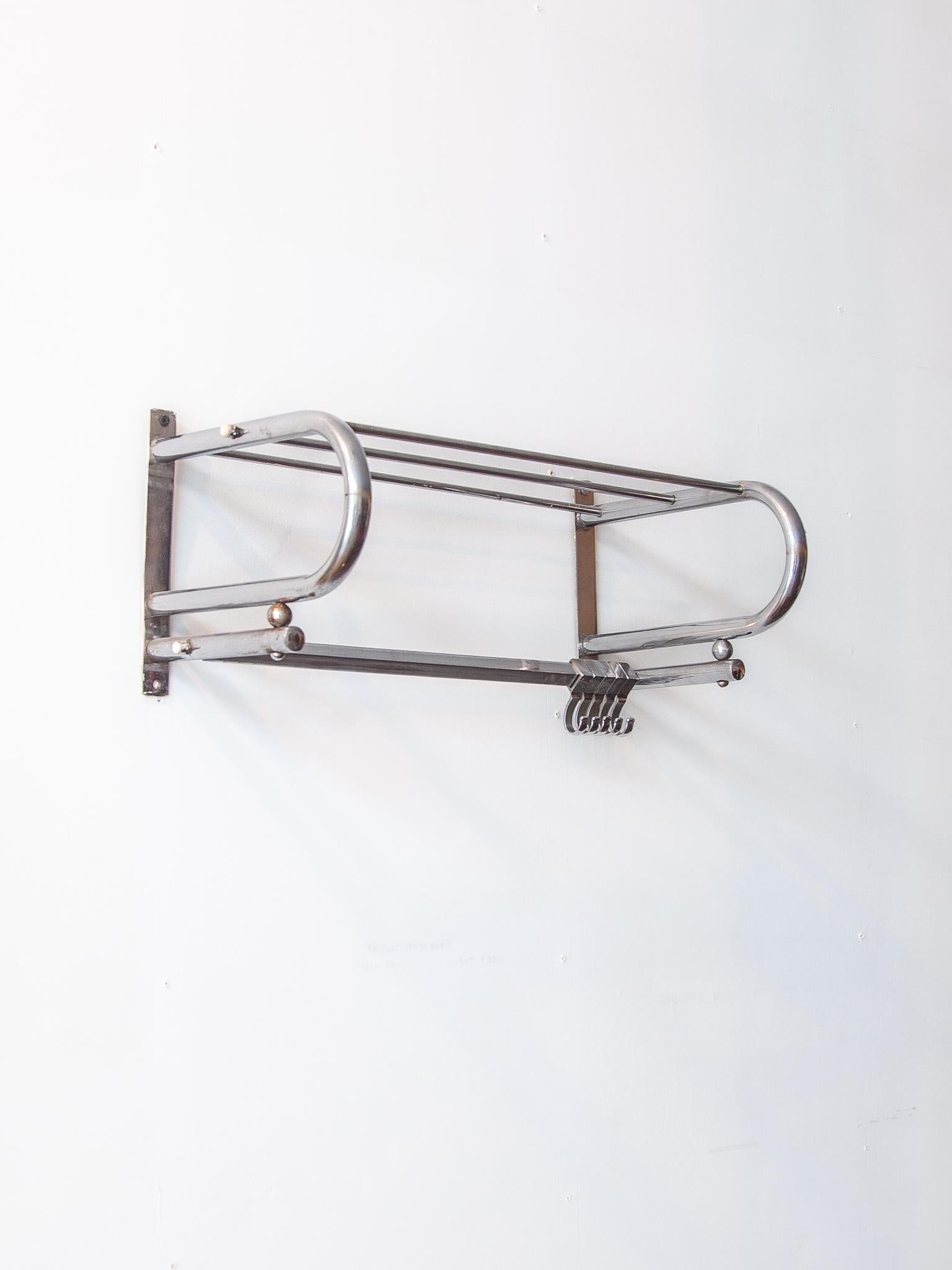 Wall Hanging Coat Rack 1950s Chrome For Sale 4
