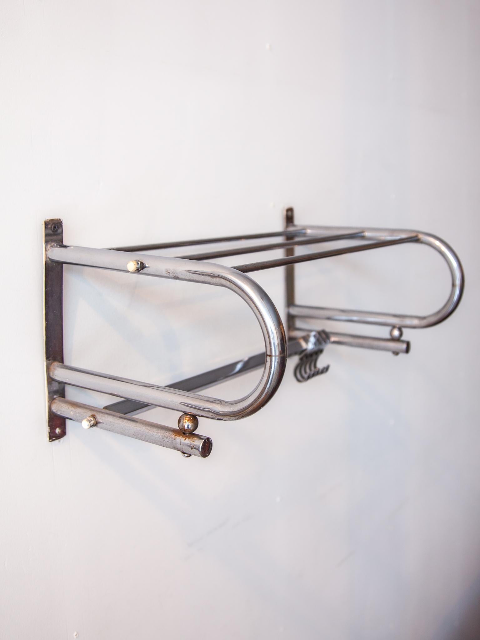 Wall Hanging Coat Rack 1950s Chrome For Sale 1