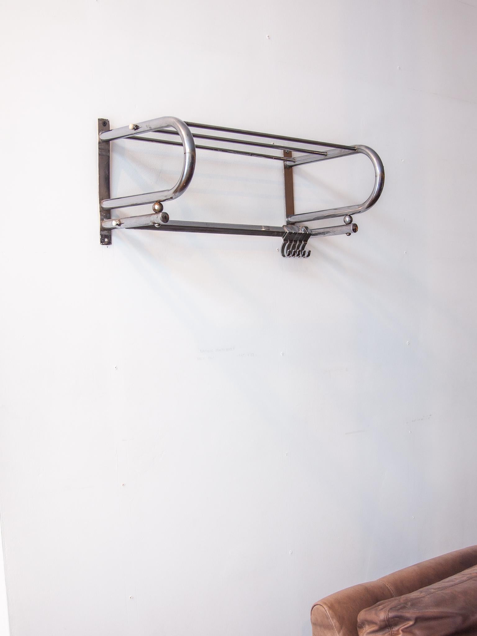 Wall Hanging Coat Rack 1950s Chrome For Sale 2