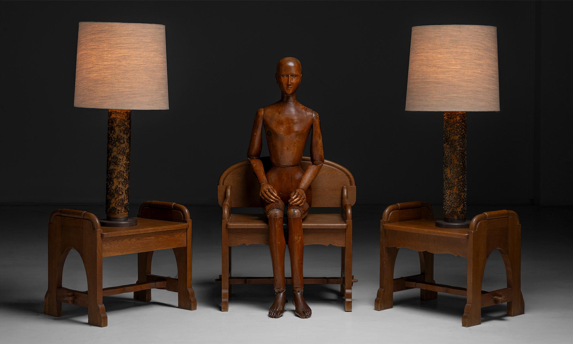 Wallpaper Pattern Press Table Lamps, Denmark circa 1950 For Sale 2
