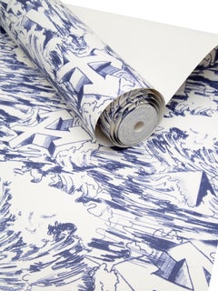 Off-White Wallpaper Waves White Blue