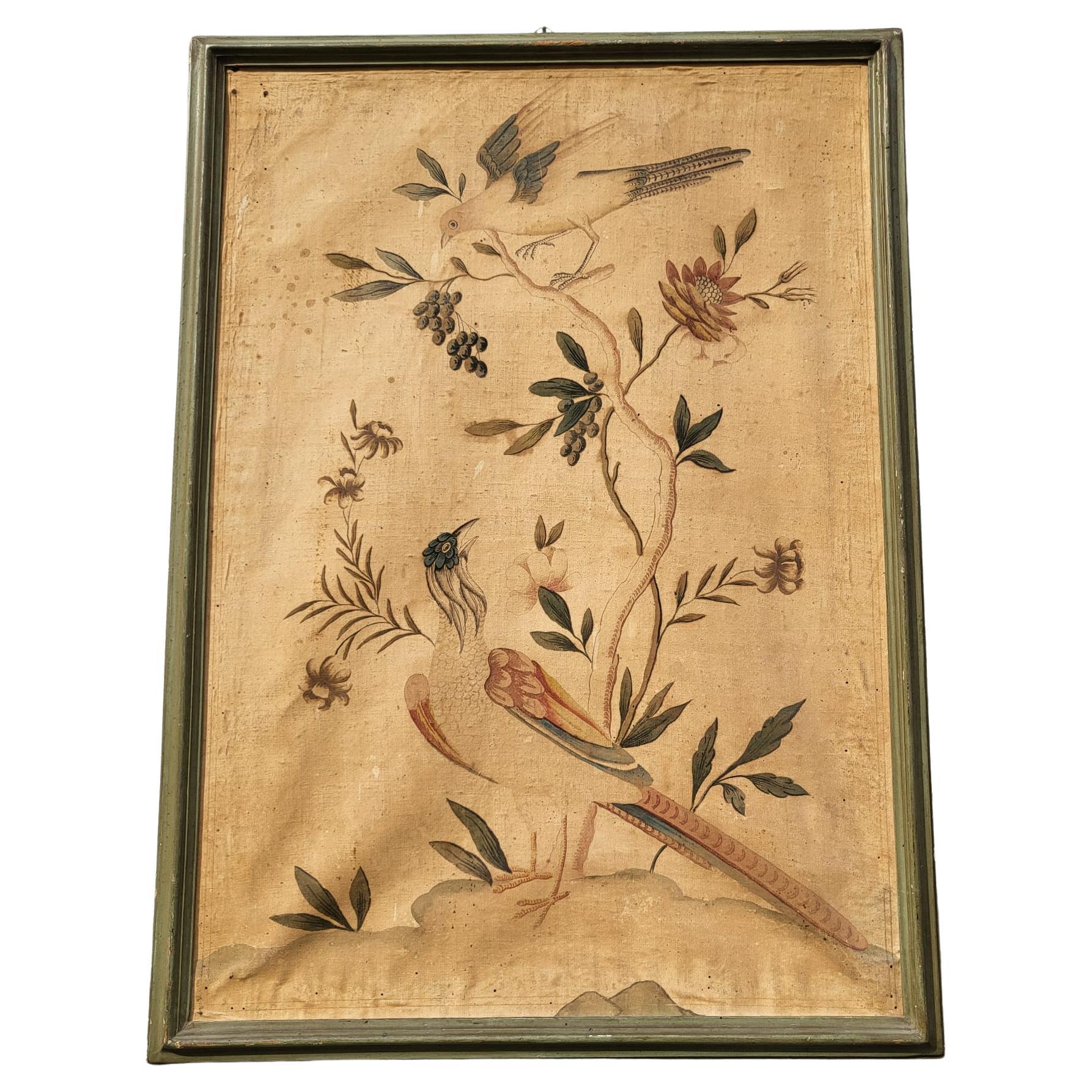 Papel Pintado Con Pájaros, Torino O China, Siglo XVIII/XIX
