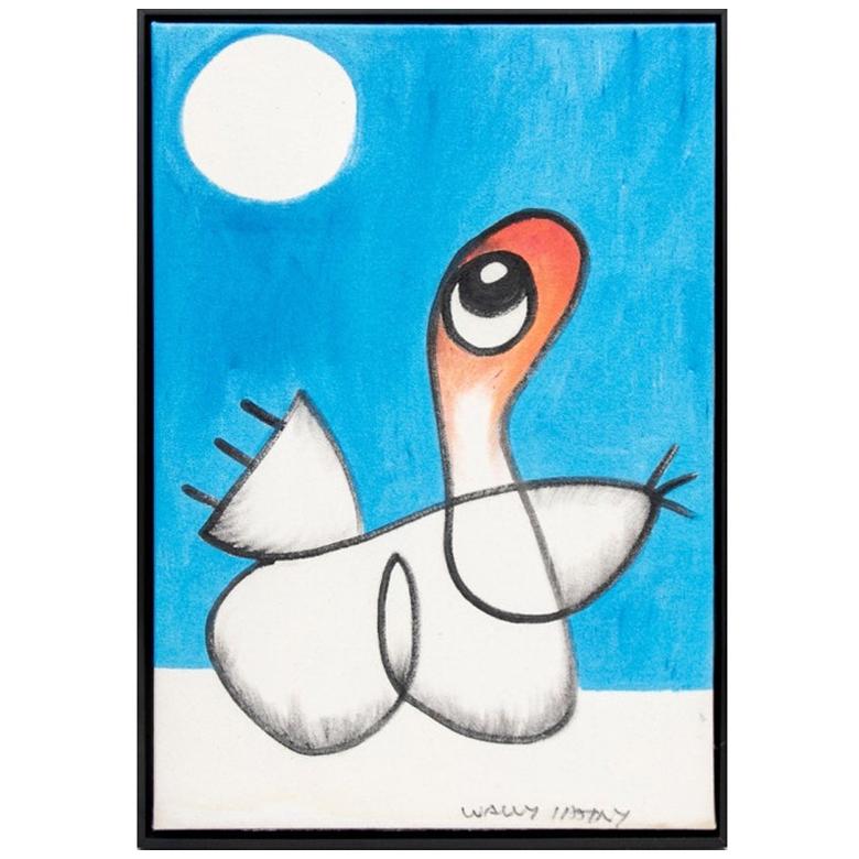 Wally Hatny Contemporary Acrylic on Canvas, Abstract White Bird