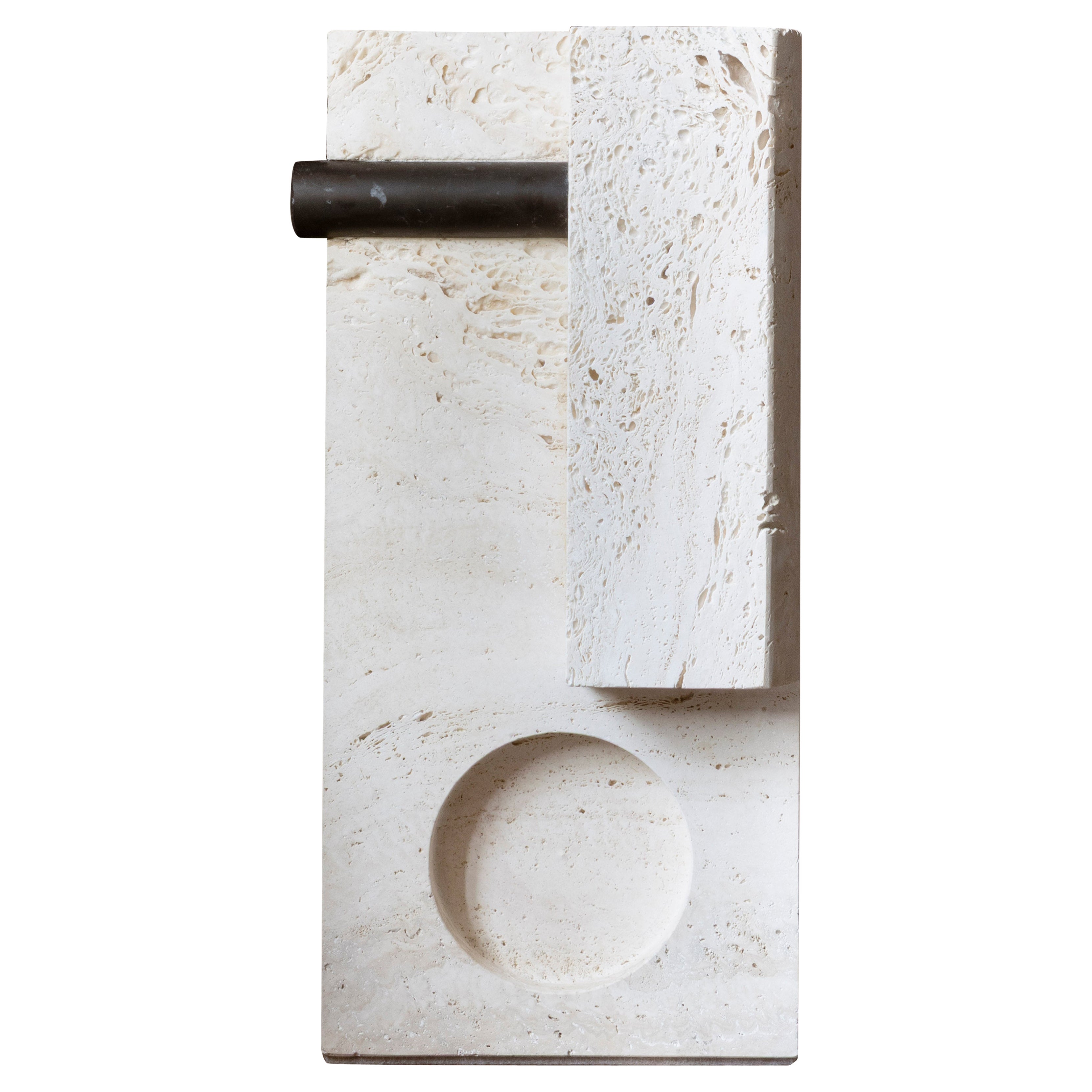 Wally Sculpture in Acid-treated Ostuni Travertine by Dainelli Studio Atelier For Sale