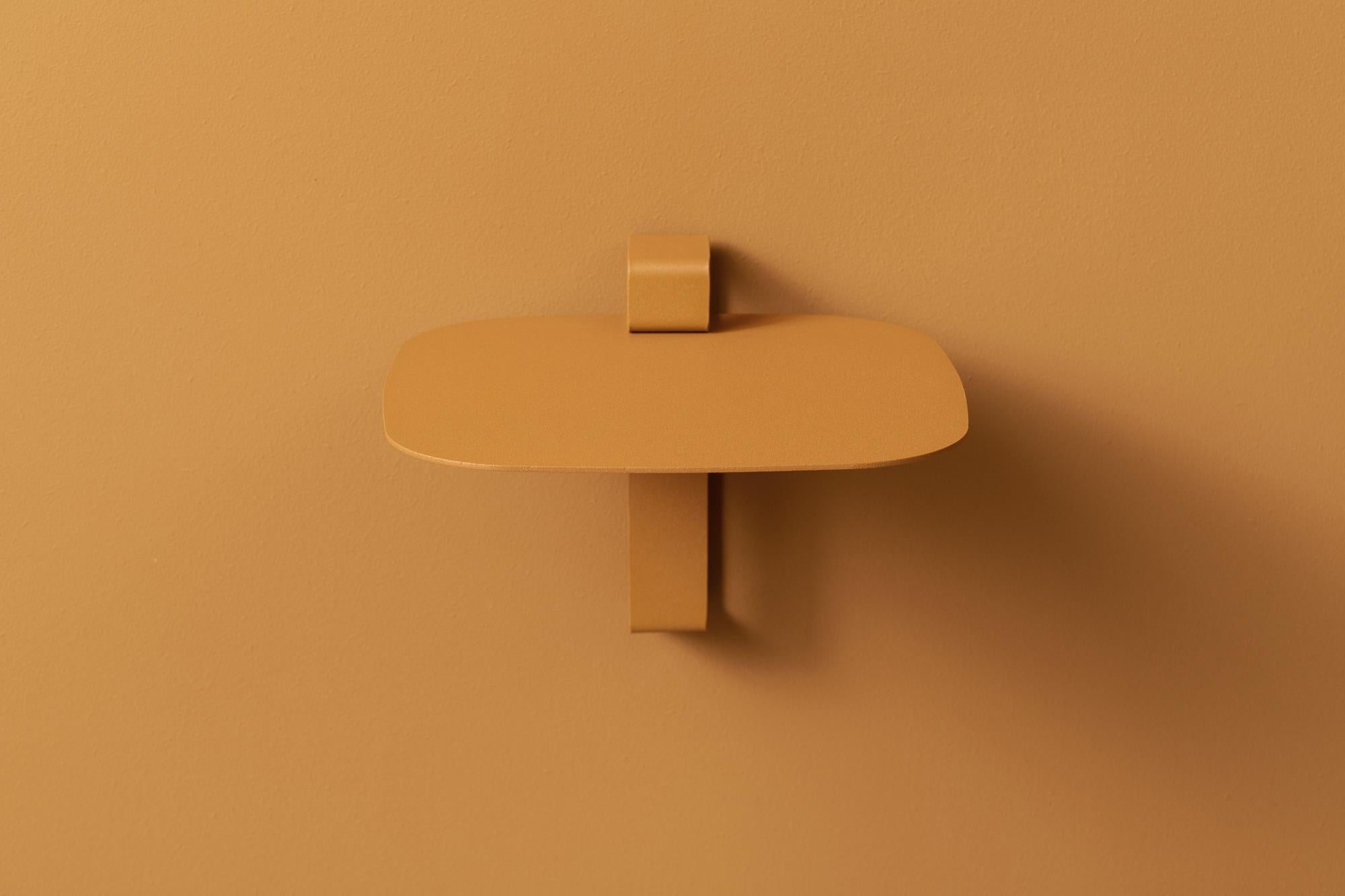 Wally Small Almond Shelf by +kouple
Dimensions: D 2,3 x W 2,5 x H 1,7 cm. 
Materials: Powder-coated steel.

Available in different color options. Available in two different sizes. Please contact us.

Bent metal elements assembled into clean but
